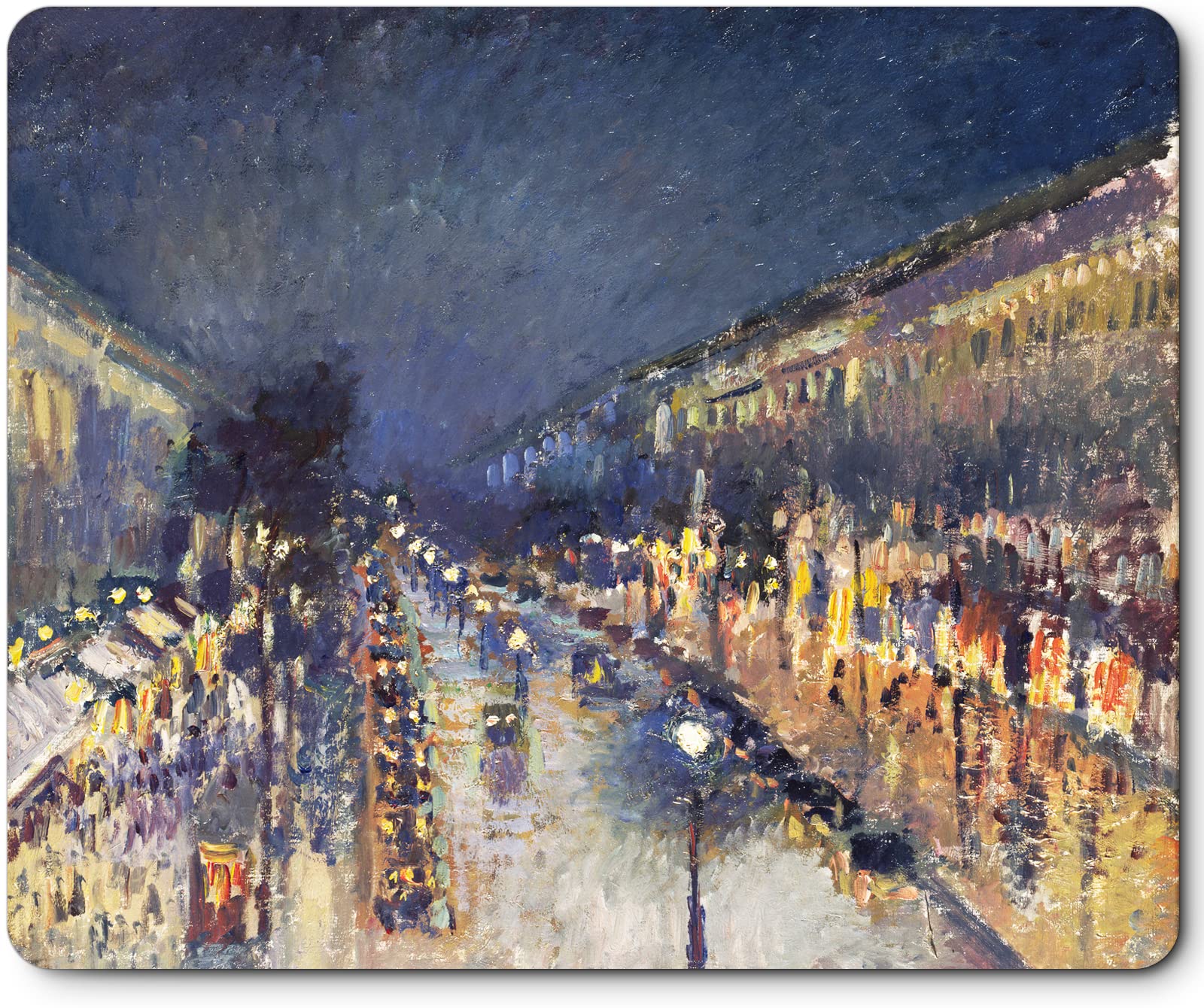 Artistic Mouse Pad - Gel Wrist Support for PC, Laptop & Computer - Non-Slip Rubber Base with Waterproof Smooth Surface (Boulevard Montmartre at Night by Camille Pissarro) - Perfect for Office, Gaming & Home Workspaces