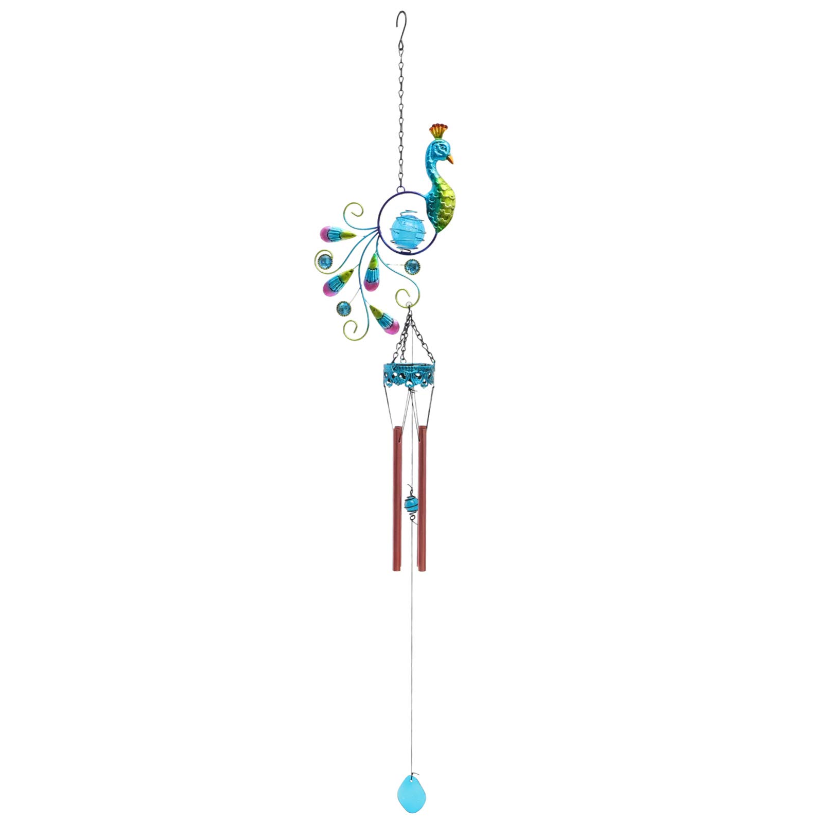 Solar Powered Peacock Wind Chime Lamp - Outdoor Garden Decoration with Ground Plug, Weatherproof LED Light for Patio, Yard & Landscape Lighting | Perfect for Backyard, Pathway & Garden Decor