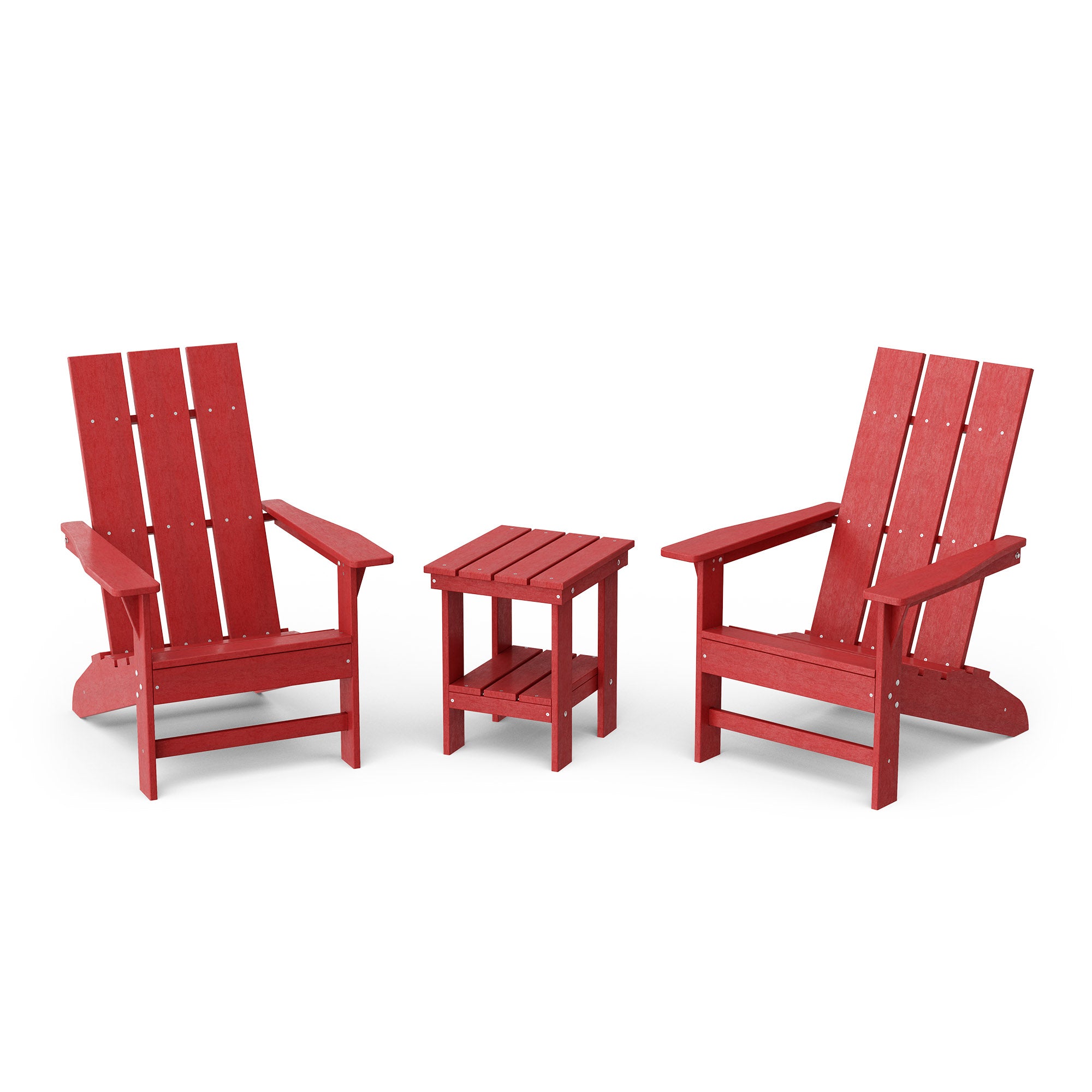 Freedom 3-Piece Modern Adirondack Chair Set with Side Table - Outdoor Patio Furniture for Backyard, Garden & Poolside Relaxation