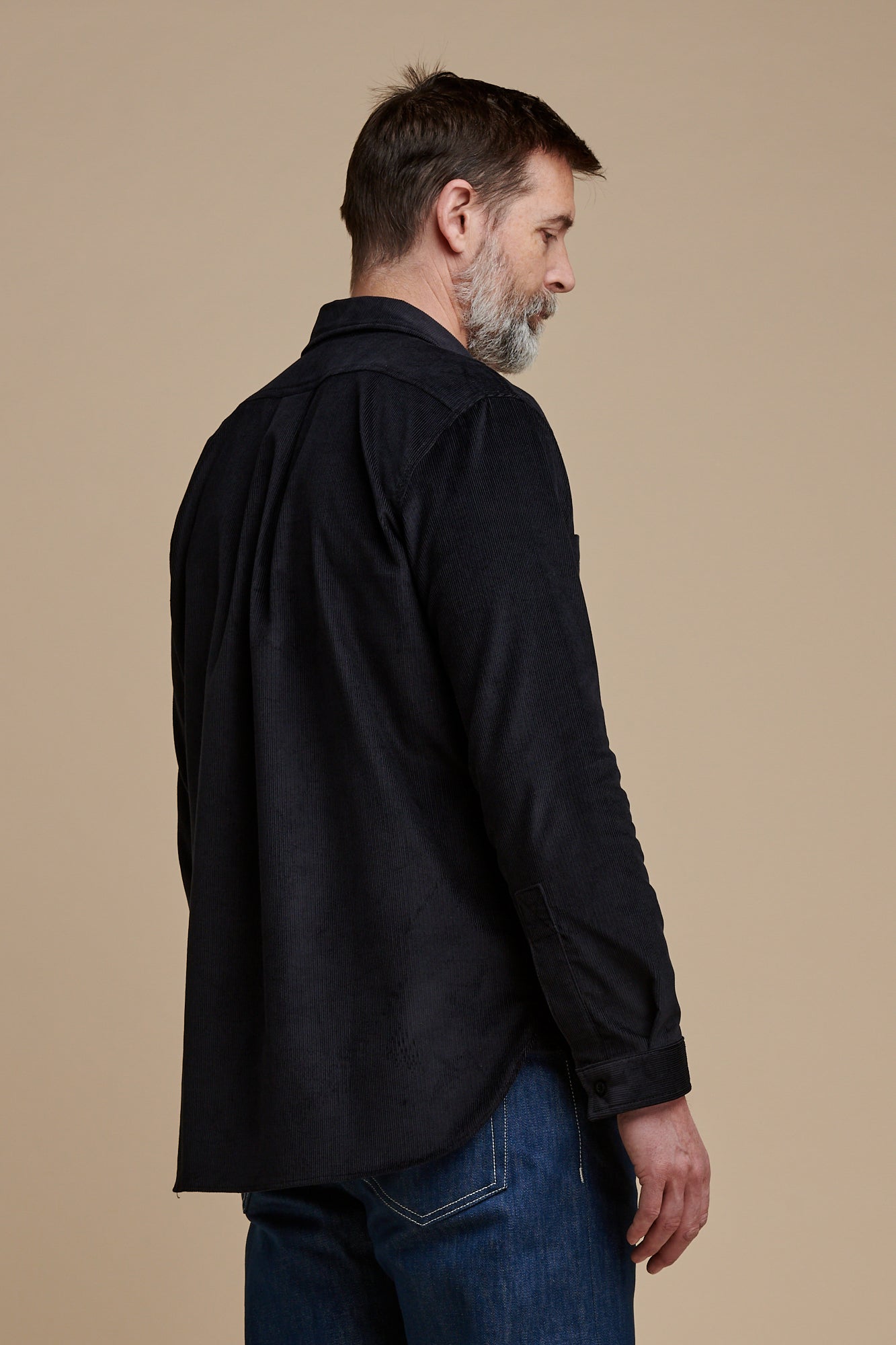 Men's Oli Half Placket Needle Cord Shirt - Navy Blue Casual Button Down Shirt for Work, Date Night & Outdoor Activities