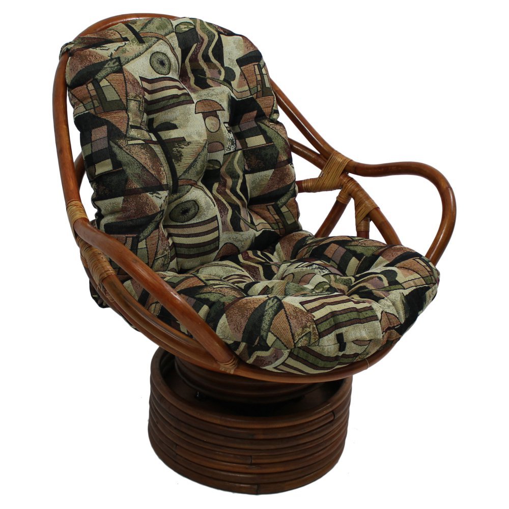 International Caravan Bohemian Tapestry Cushion Rocker Chair - Handwoven Cotton Upholstered Accent Chair for Living Room, Bedroom & Nursery Decor
