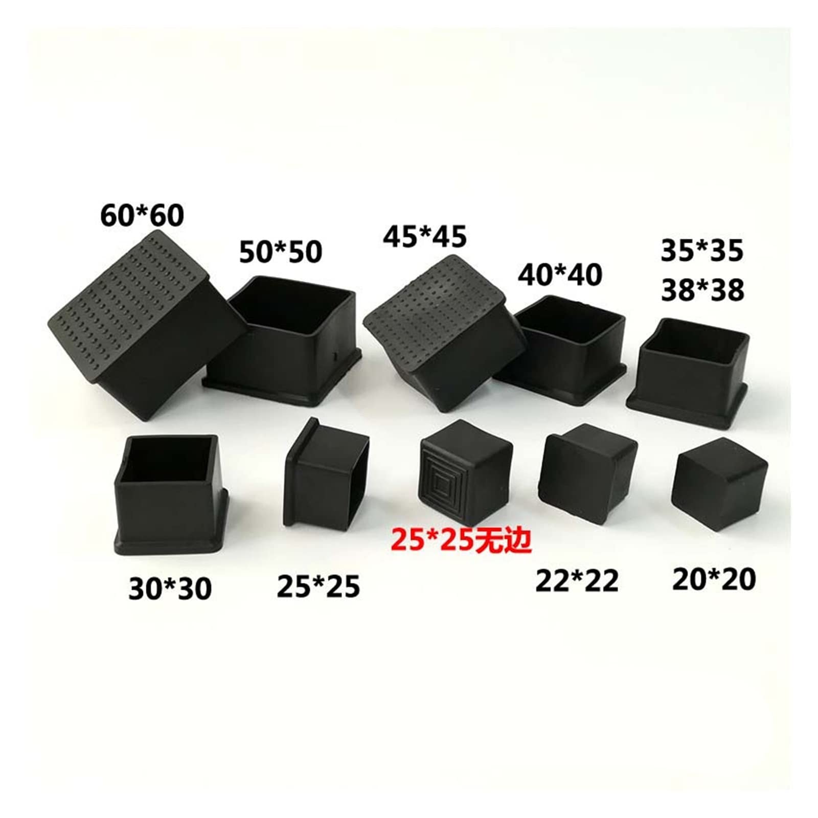 Non-Slip Chair Leg Caps - 4 Pack Square Felt Pads for Furniture Leveling, Floor Protectors, Table Leg Covers & Pipe Caps - Perfect for Hardwood Floors & Noise Reduction