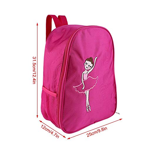 Girls Ballet Backpack with Embroidered Design - Rose Red Dance Daypack (31.50 * 25.00 * 12.00cm) - Perfect for Ballet Classes, Dance Practice, and School Supplies