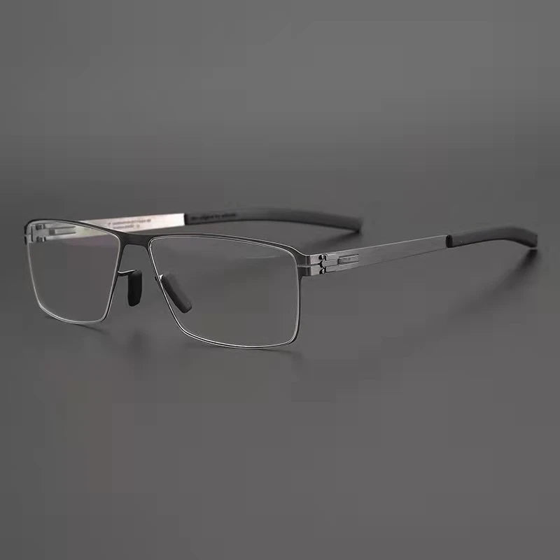 Black Unisex Full Rim Rectangle Screwless Steel Eyeglasses Frame 4795 - Stylish & Durable Eyewear for Work, Reading, and Everyday Use