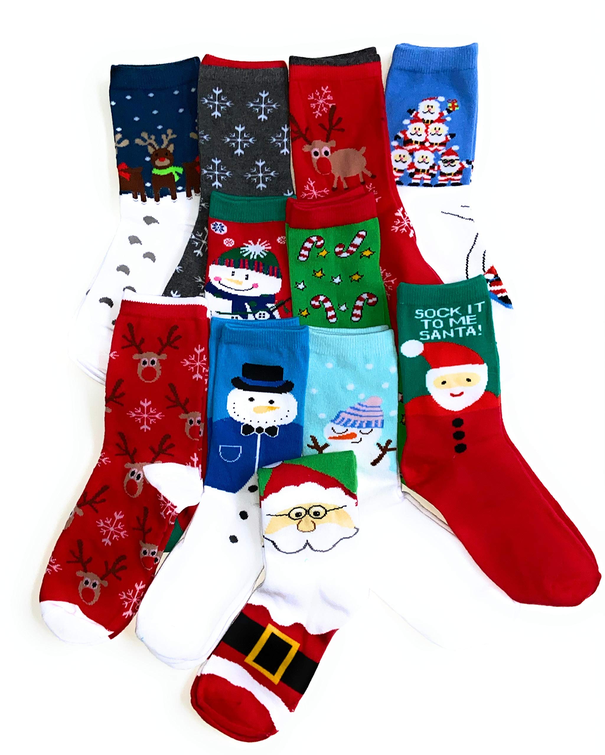 Funny Socks for Men & Women - 11 Pack Colorful Novelty Dress Socks | Unisex Holiday Gifts for Adults & Kids | Perfect for Christmas, Parties & Everyday Wear