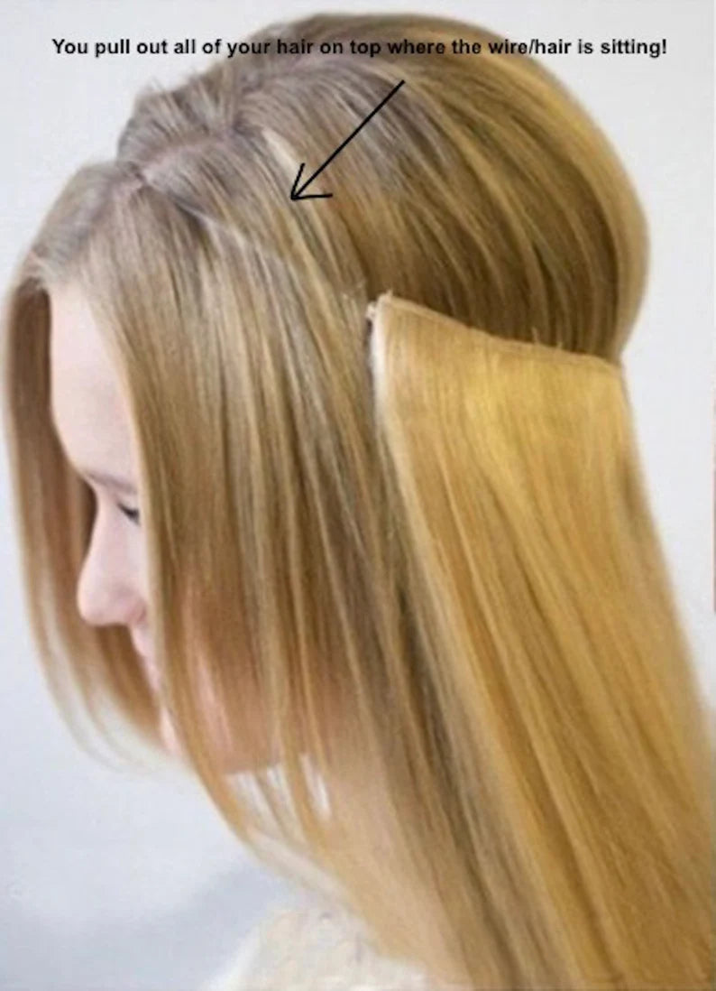 LUV SECRET 100% Human Hair Halo Extensions 20 Inches Straight - Perfect for Daily Wear, Parties & Special Occasions