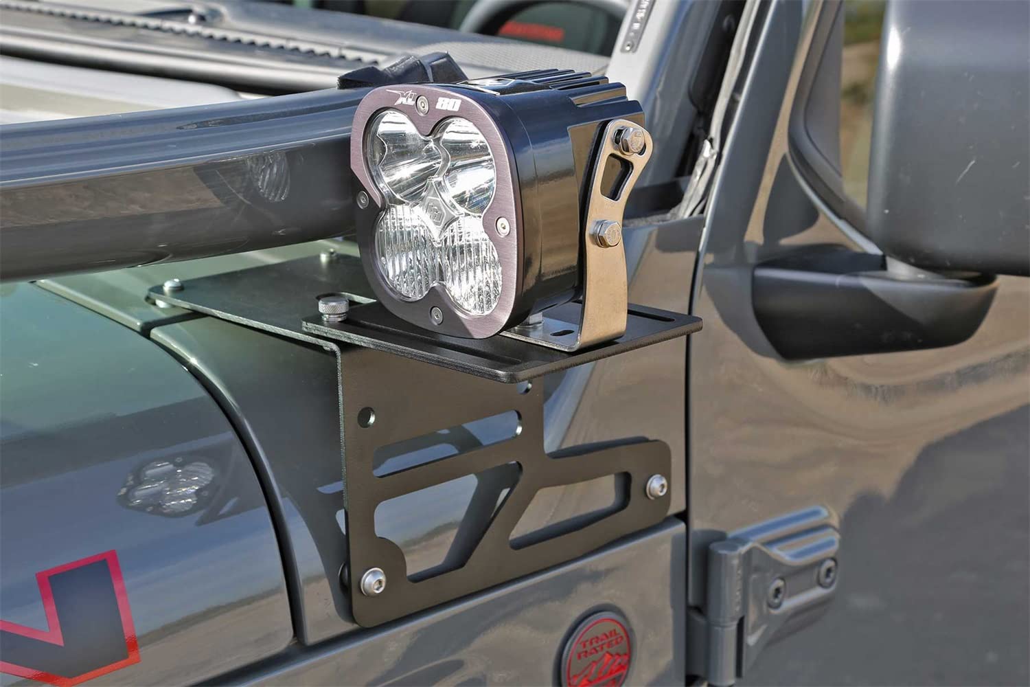 Fabtech FTS24270 Light Bracket Kit for Jeep Wrangler JL & JK - Heavy Duty Off-Road LED Light Mounting Bracket for Adventure & Trail Riding