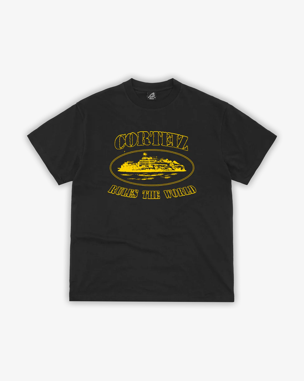 CORTEIZ OG ALCATRAZ Black and Yellow Graphic T-Shirt - Streetwear Fashion Tee for Men | Casual Wear, Hip Hop Style, Urban Outfits