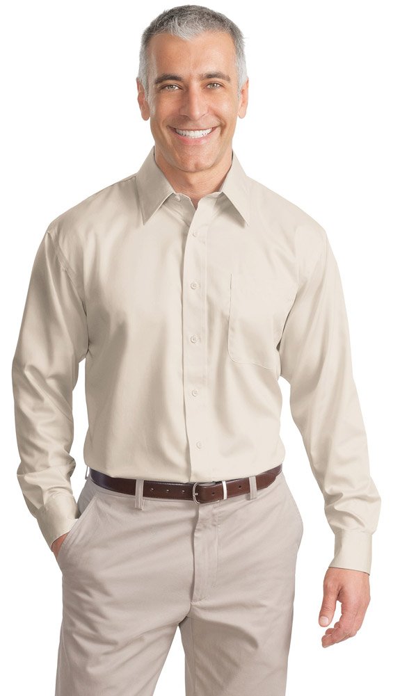 Port Authority Men's Long Sleeve Non-Iron Twill Dress Shirt - Comfortable Business Casual Office Wear for Professionals