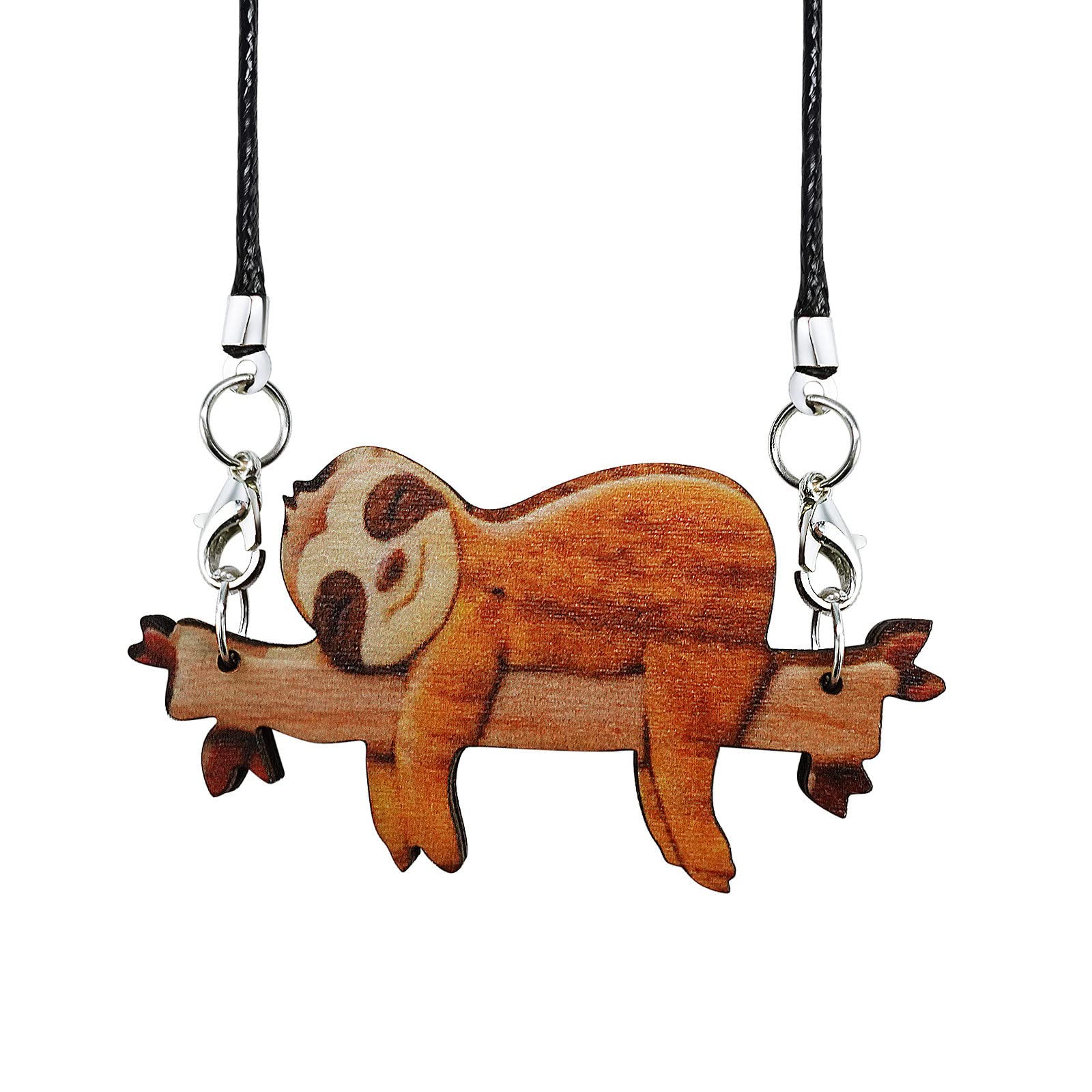 Moon Necklace for Women & Girls - Sloth Pendant Animal Jewelry - Handmade Wooden Necklace - Unique Gift for Her - Perfect for Birthdays, Anniversaries & Everyday Wear