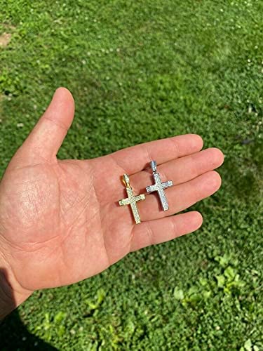 HarlemBling 925 Sterling Silver Iced Cross Pendant with 0.8ct D VVS Moissanite - Small 1