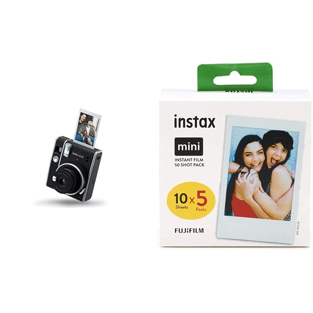 Instax Mini 40 Instant Camera Bundle with Official Case & 10-Pack Mini Film (Contact Sheet Border) - Perfect for Travel, Parties & DIY Scrapbooking