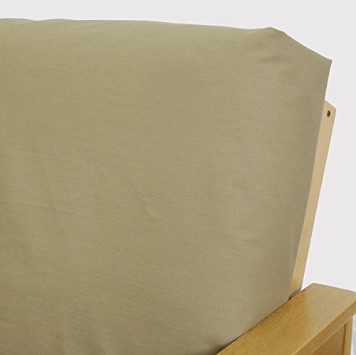 SlipcoverShop Ripstop Khaki Futon Cover Full Size with 5-Piece Pillow Set (60