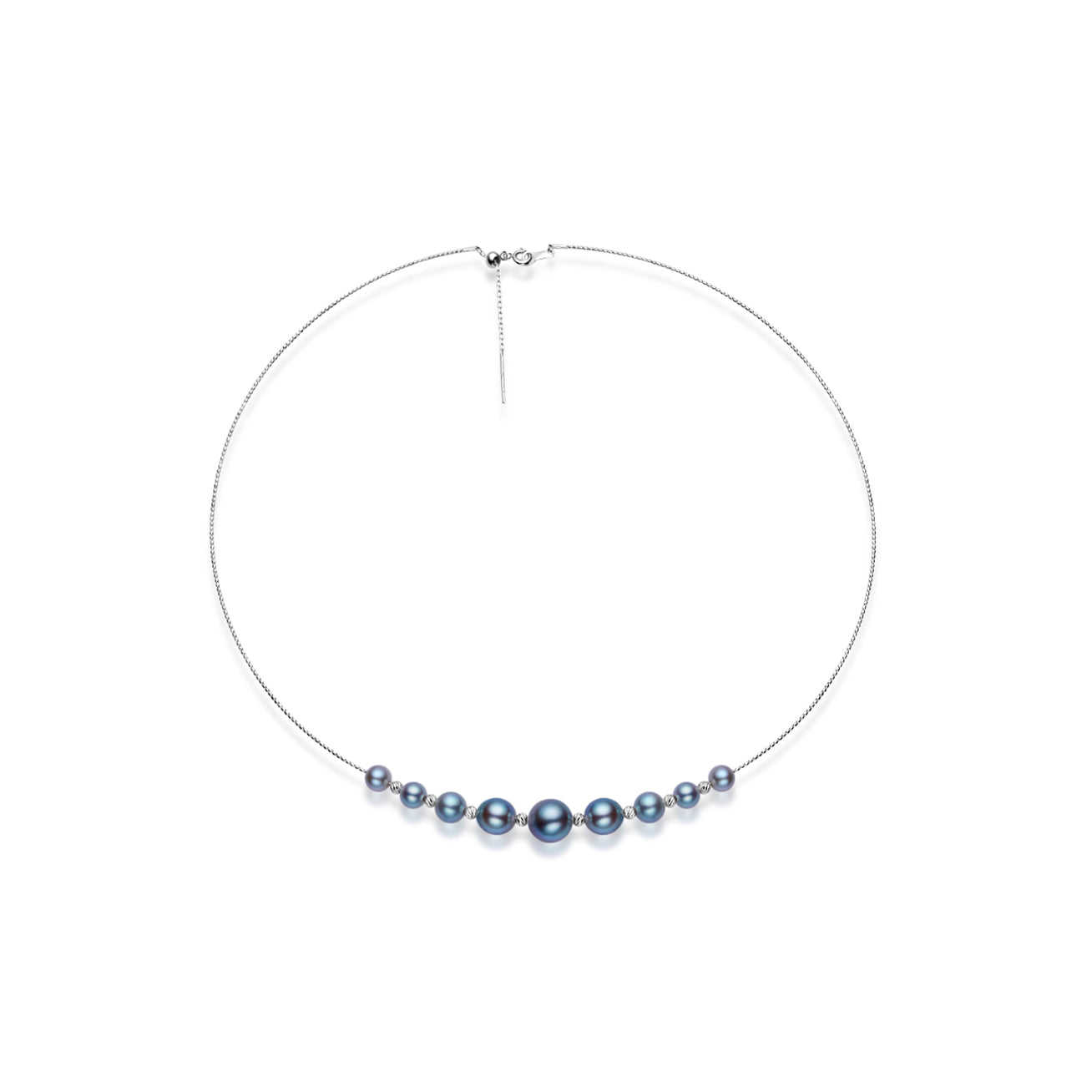 18K Solid Gold Silver Blue Akoya Pearl Necklace for Women - Elegant Jewelry Gift for Wedding, Anniversary & Special Occasions