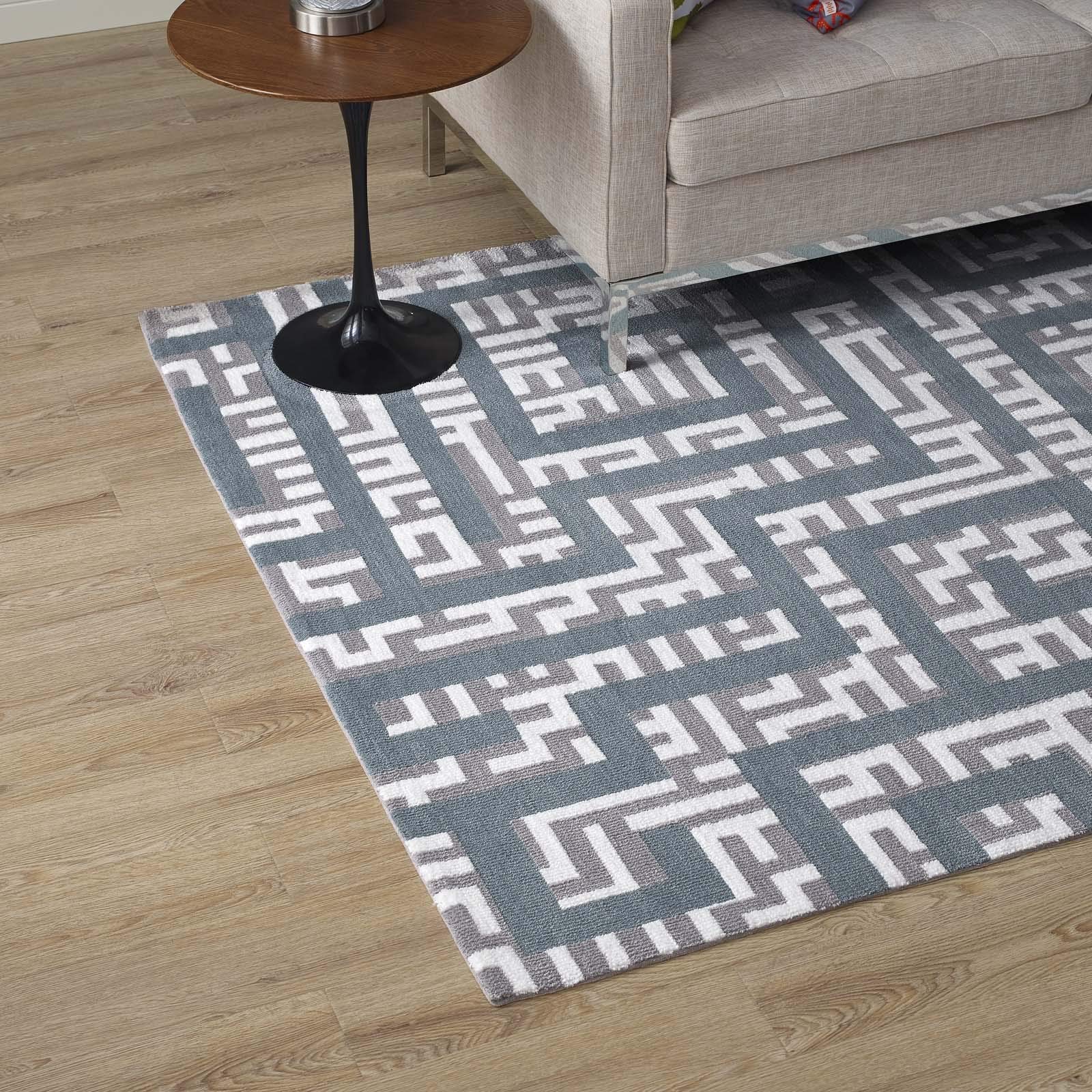 Modern Contemporary Urban Living Room Area Rug - Soft Fabric Carpet Runner in Multi-Gray Shades for Lounge, Bedroom & Hallway Decor