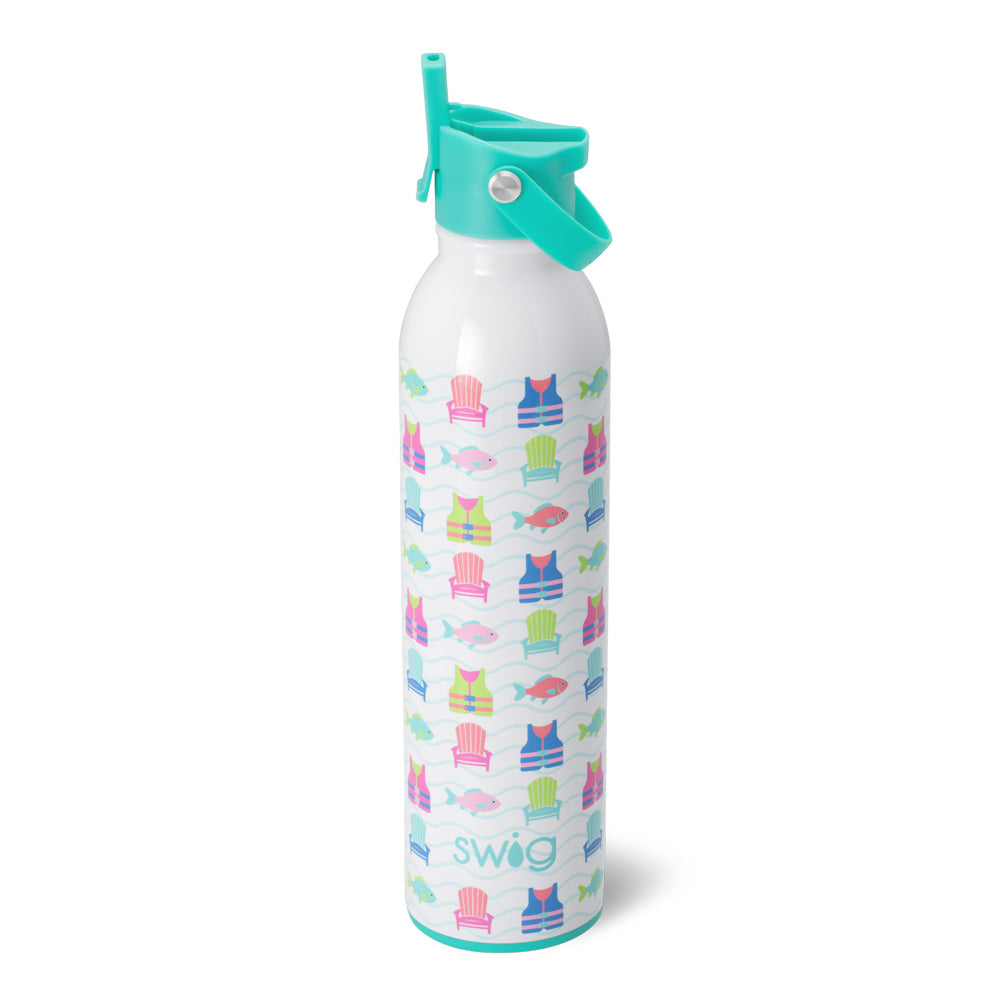 Lake Girl Flip + Sip Water Bottle 26oz - Insulated Stainless Steel Tumbler with Straw & Lid - Perfect for Beach, Pool, Gym & Outdoor Activities