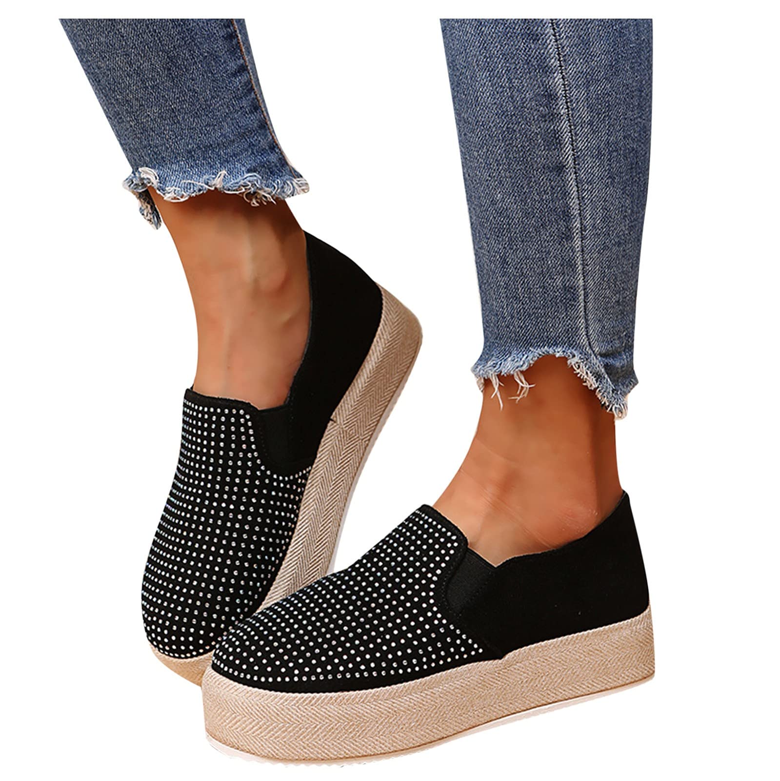 Nihewoo Women's Fashion Sneakers - Slip On Loafers with Breathable Lightweight Design for Casual Walking, Skating & Everyday Wear | Comfortable Skate Shoes for Work, Travel & Outdoor Activities