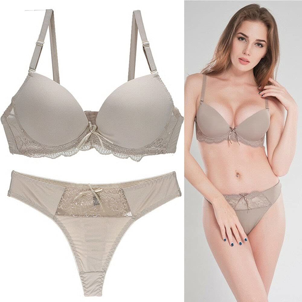 Sexy Lace Plunge Bra & Panty Set for Women - Push Up Underwire Lingerie with Comfortable Support | Perfect for Date Night, Valentine's Day & Special Occasions