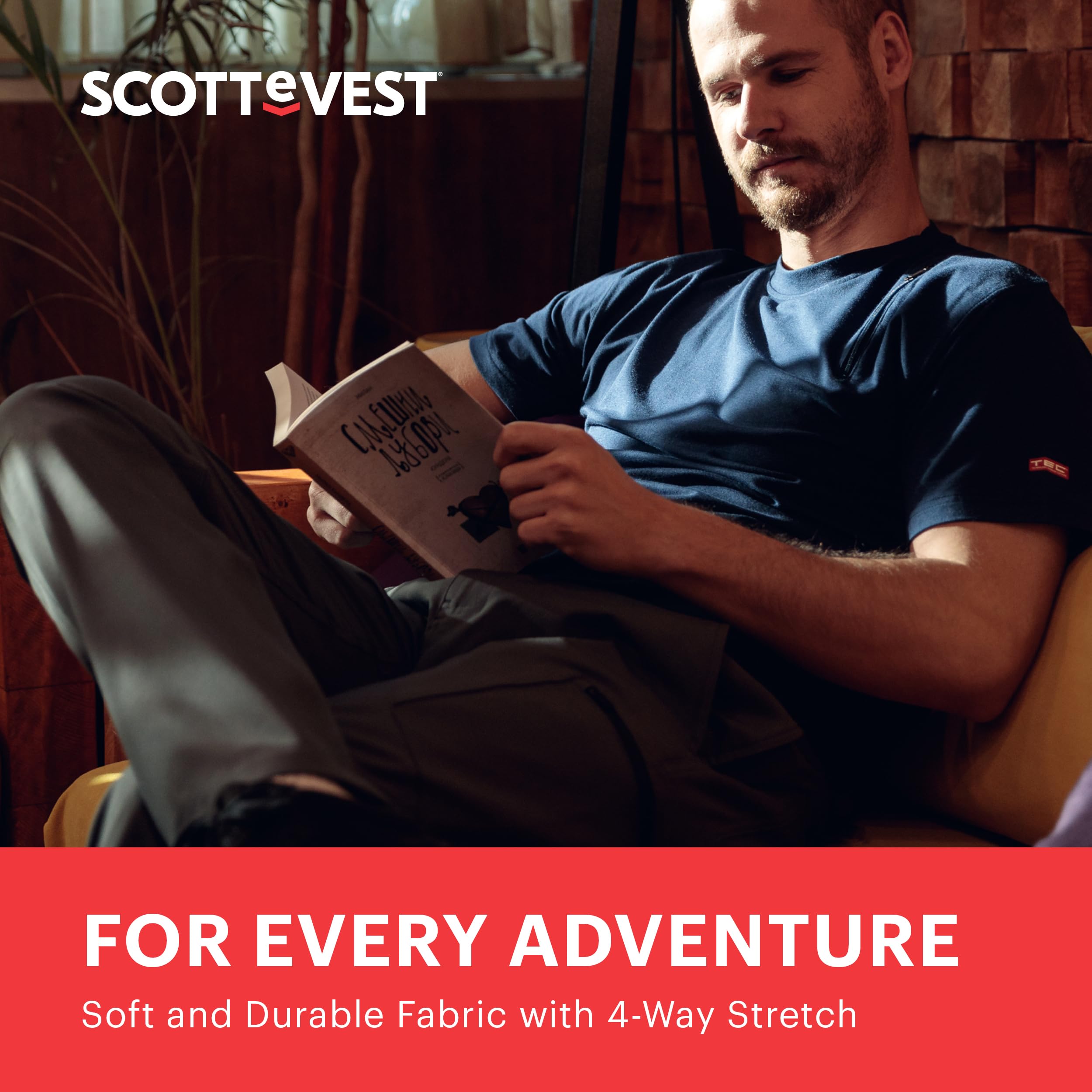 SCOTTeVEST Men's Adventure Travel Pants with 17 Hidden Pockets - Water Repellent Hiking & Outdoor Pants for Camping, Fishing & Travel - Lightweight Quick-Dry Tactical Pants for Men