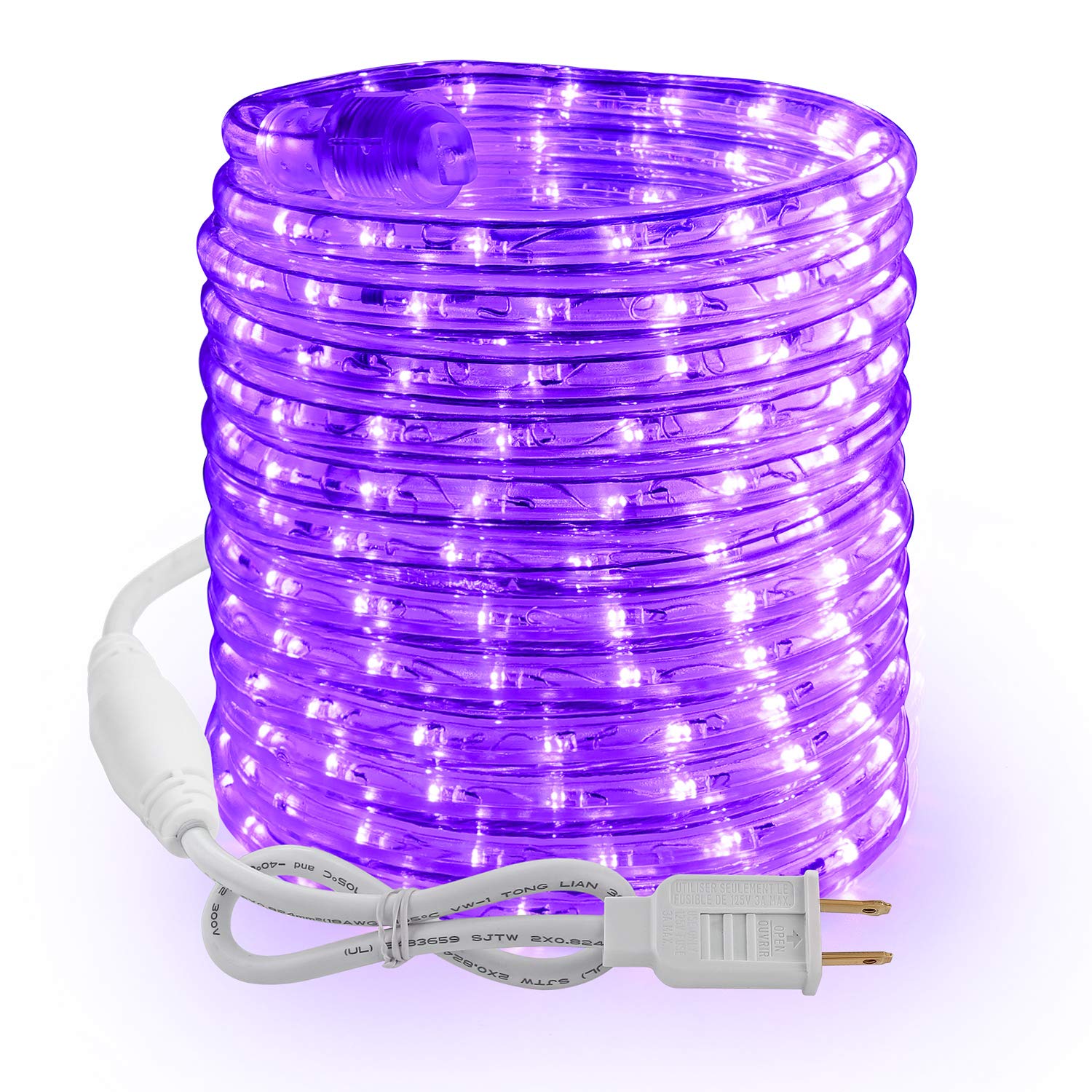 Purple LED Rope Lights 18ft, 216 LEDs - Waterproof for Halloween, Xmas, Patio & Pool Decor