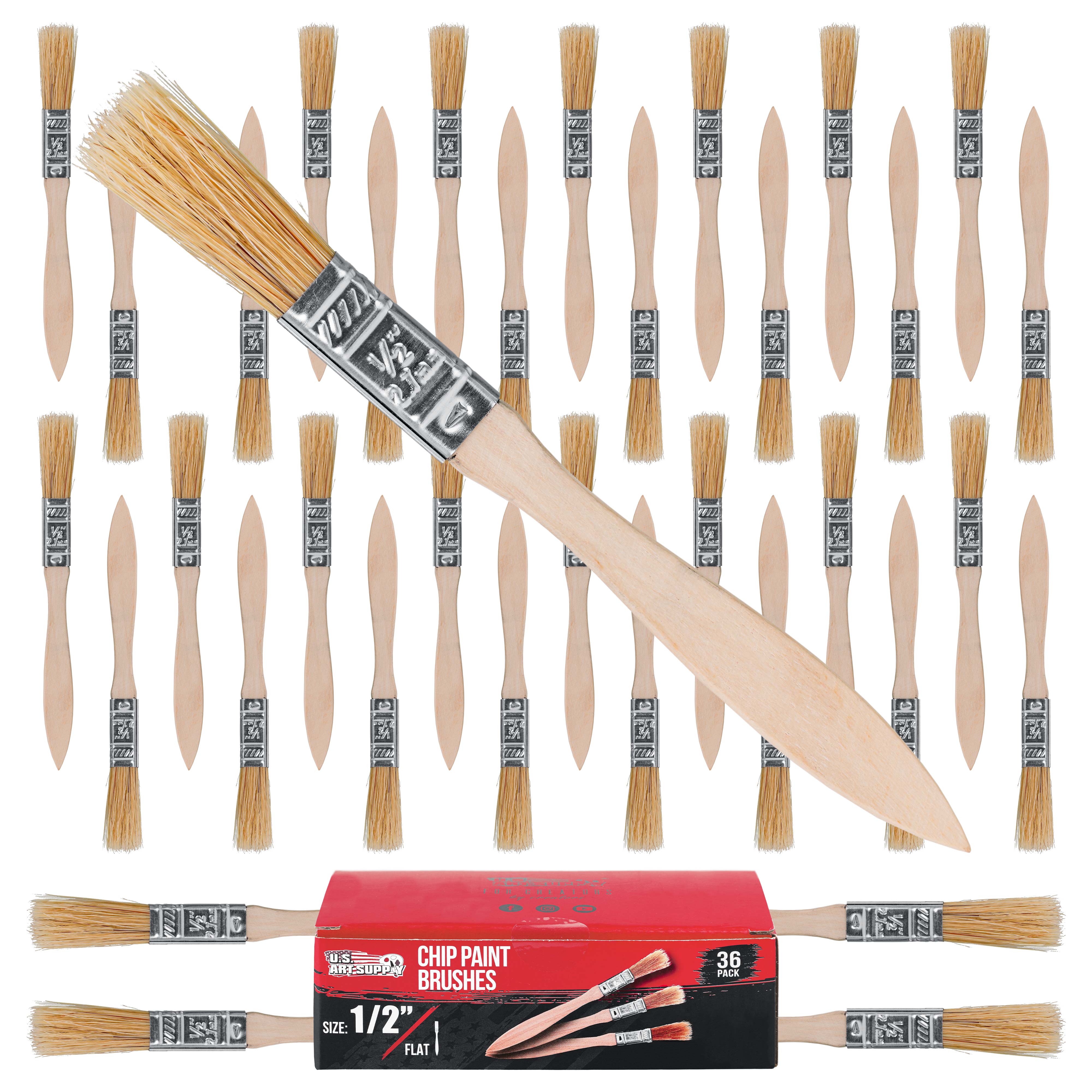 36 Pack 1/2 Inch Paint Brushes - Professional Chip Brushes for Paint, Stain, Varnish, Glue & Gesso - Ideal for DIY Projects, Home Decor, Crafts & Artwork