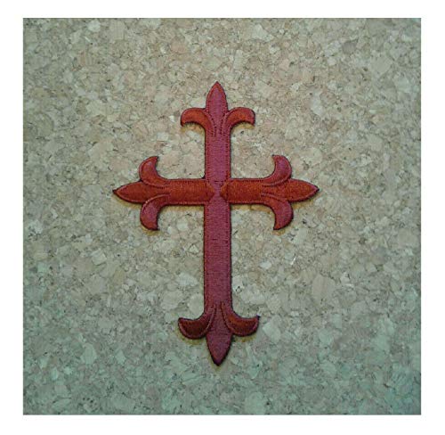 Christian Baptism Embroidered Maroon Iron-On Applique Patch - 4 Inch Religious Sewing Patch for Vestments, Robes & Church Garments - Perfect for Baptism Ceremonies & Religious Events