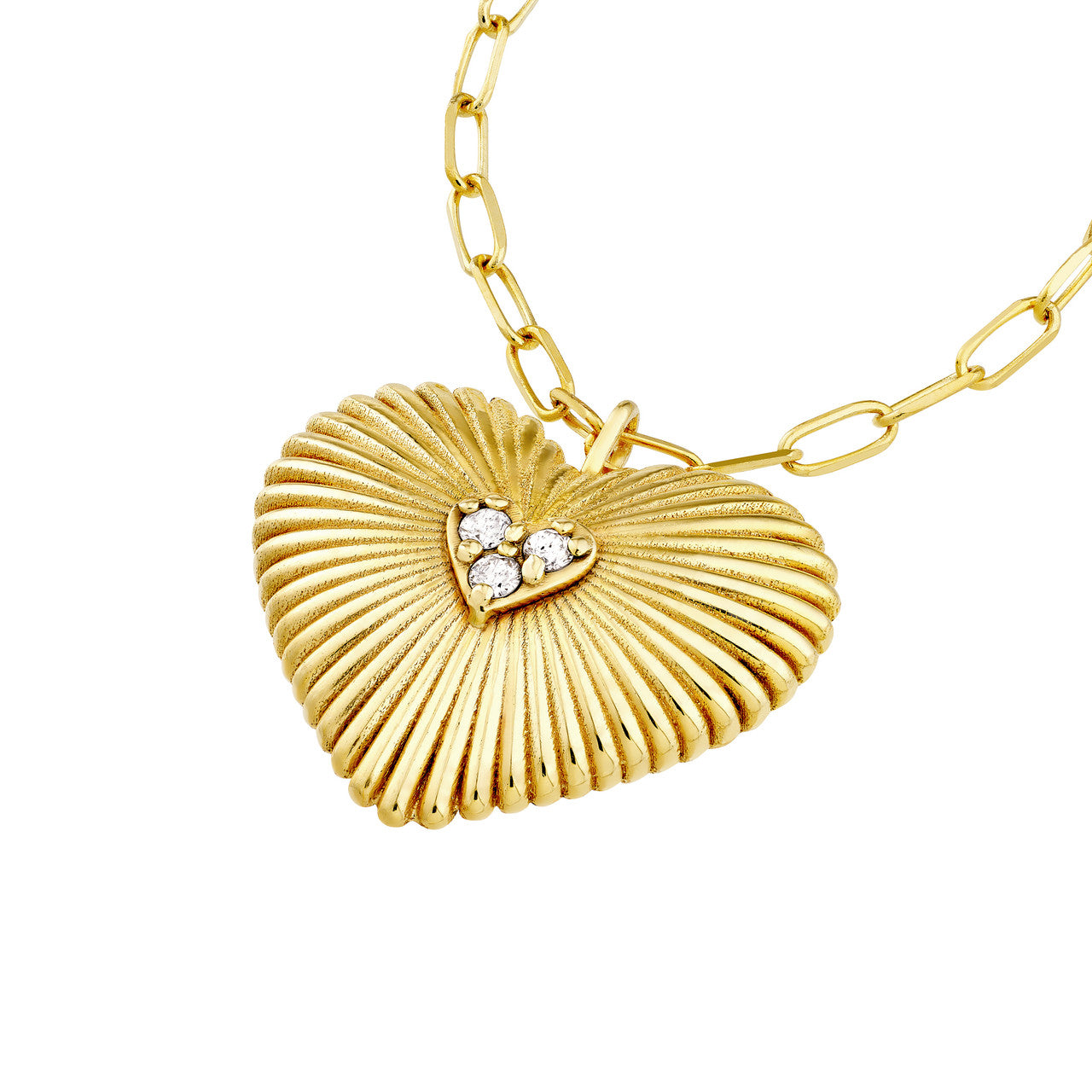 14K Yellow Gold Diamond Heart Pendant Necklace for Women - Elegant Valentine's Day Gift, Anniversary Jewelry & Romantic Occasion Present
