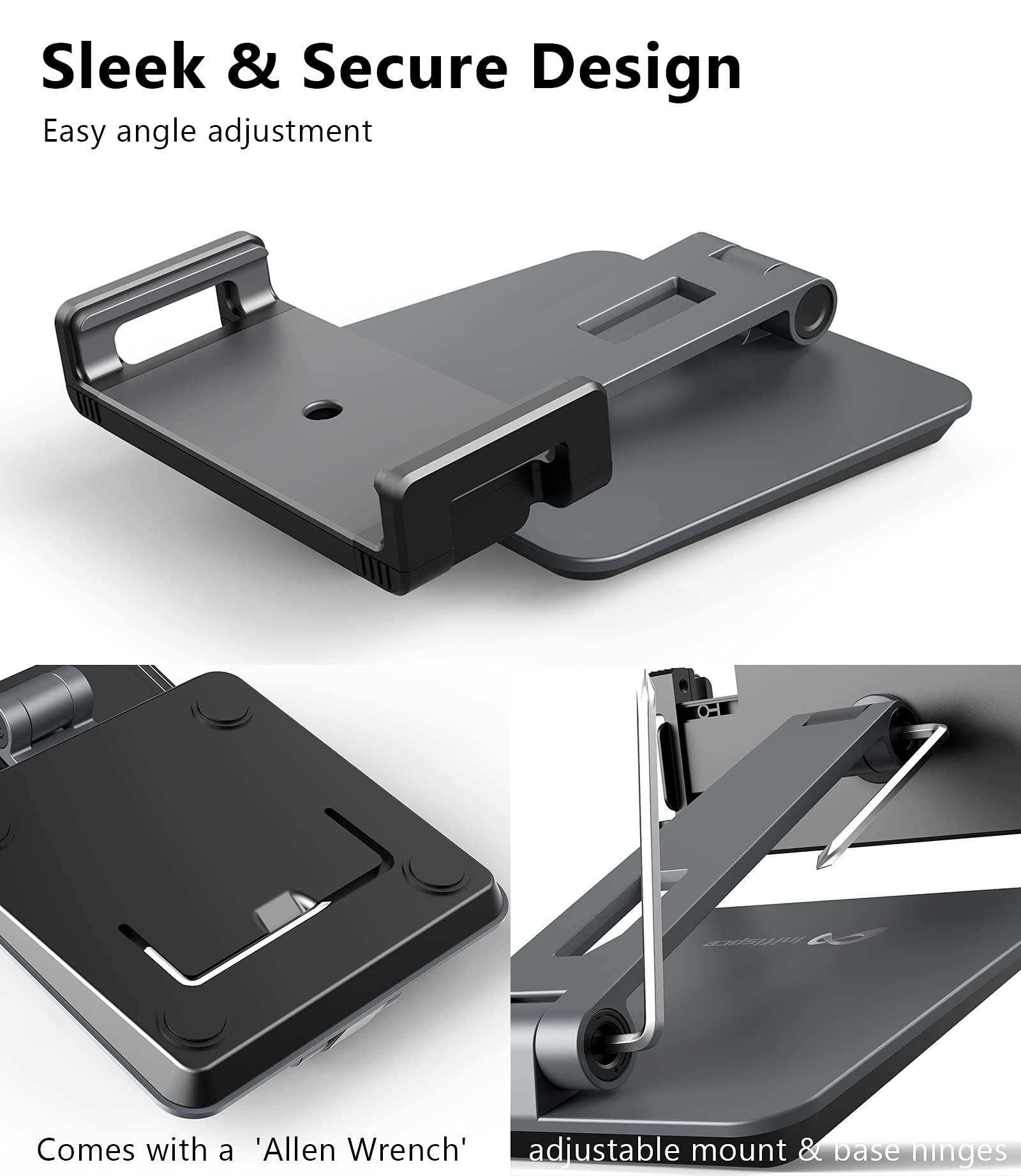Premium Heavy-Duty Aluminum Alloy Tablet Stand for Surface Pro, iPad Pro 12.9/11, iPad Air/Mini & Samsung Galaxy Tabs (4.7