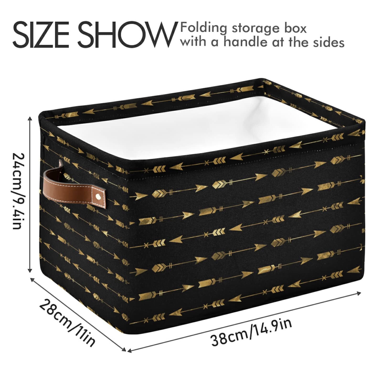 Ethnic Arrow Feathers Storage Basket Cube - Large Collapsible Clothes & Toys Organizer Bin for Shelves, Closet, Nursery, Bedroom - Perfect for Kids Room Organization & Laundry Storage (2 Pack)