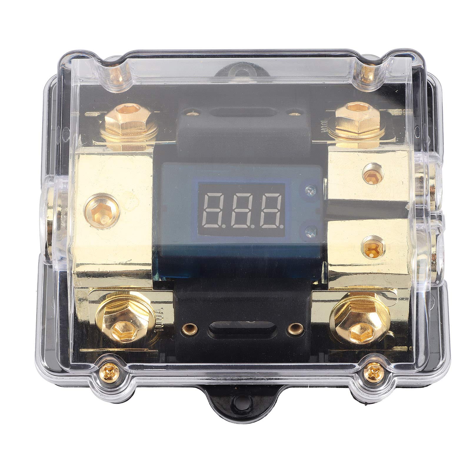 Digital LED Voltage Display Holder Block 100A 1 in 2 Out with Clear Readout - Perfect for Car Audio, Yacht & Marine Electrical Systems Monitoring