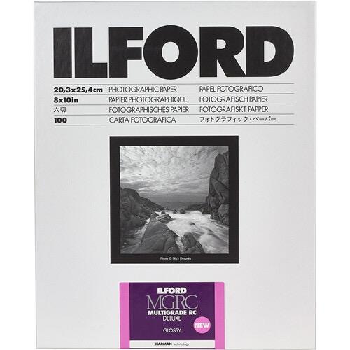 Ilford MULTIGRADE RC Deluxe Glossy Photo Paper - 8x10 Inches, 100 Sheets Pack | Premium Black & White Darkroom Printing for Professional Photographers & Art Projects