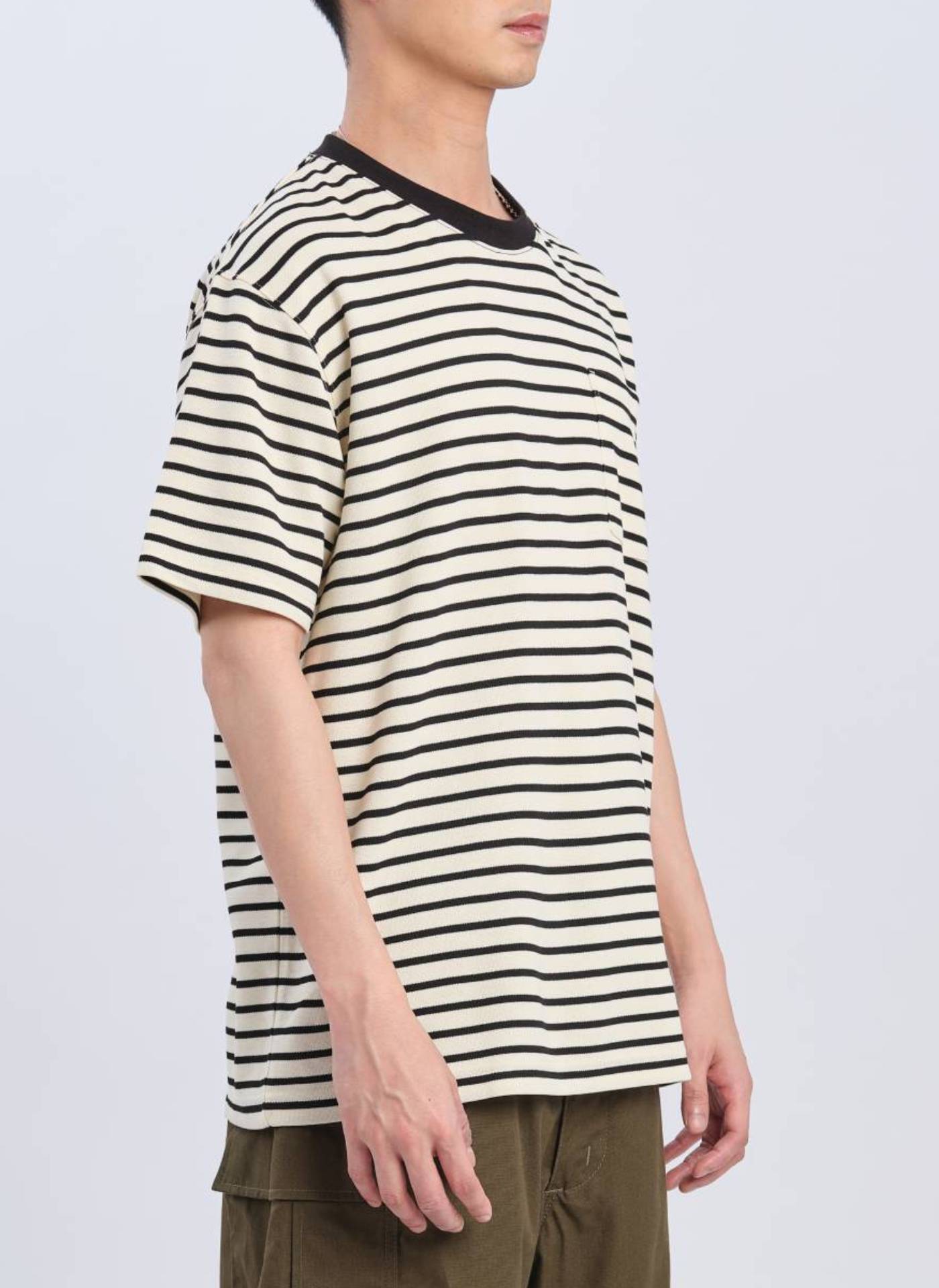Stylish Jacquard Short Sleeve Border Top (T03) - Women's Casual Summer Blouse for Outings & Beach Wear
