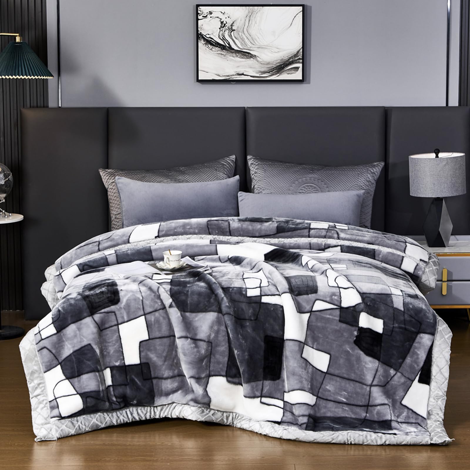Premium 9 lbs Heavyweight Korean Mink Fleece Blanket - Ultra Soft & Warm Queen Size 79