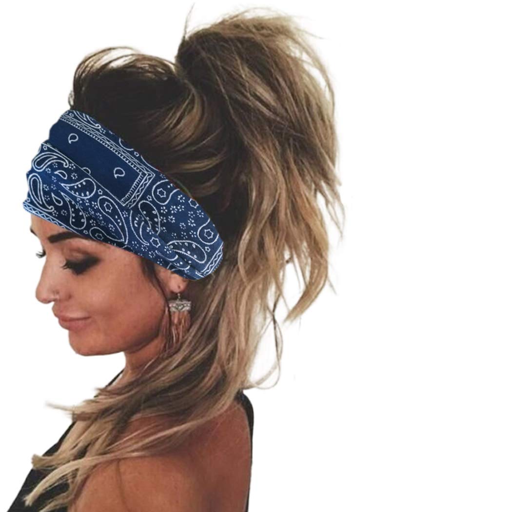 Bohend Boho Headbands for Women - Wide Knotted Stretchy Cotton Headband with Fashion Print - Yoga, Sports, Travel Hair Accessories for Women and Girls - Perfect for Workouts, Beach Days and Casual Styling