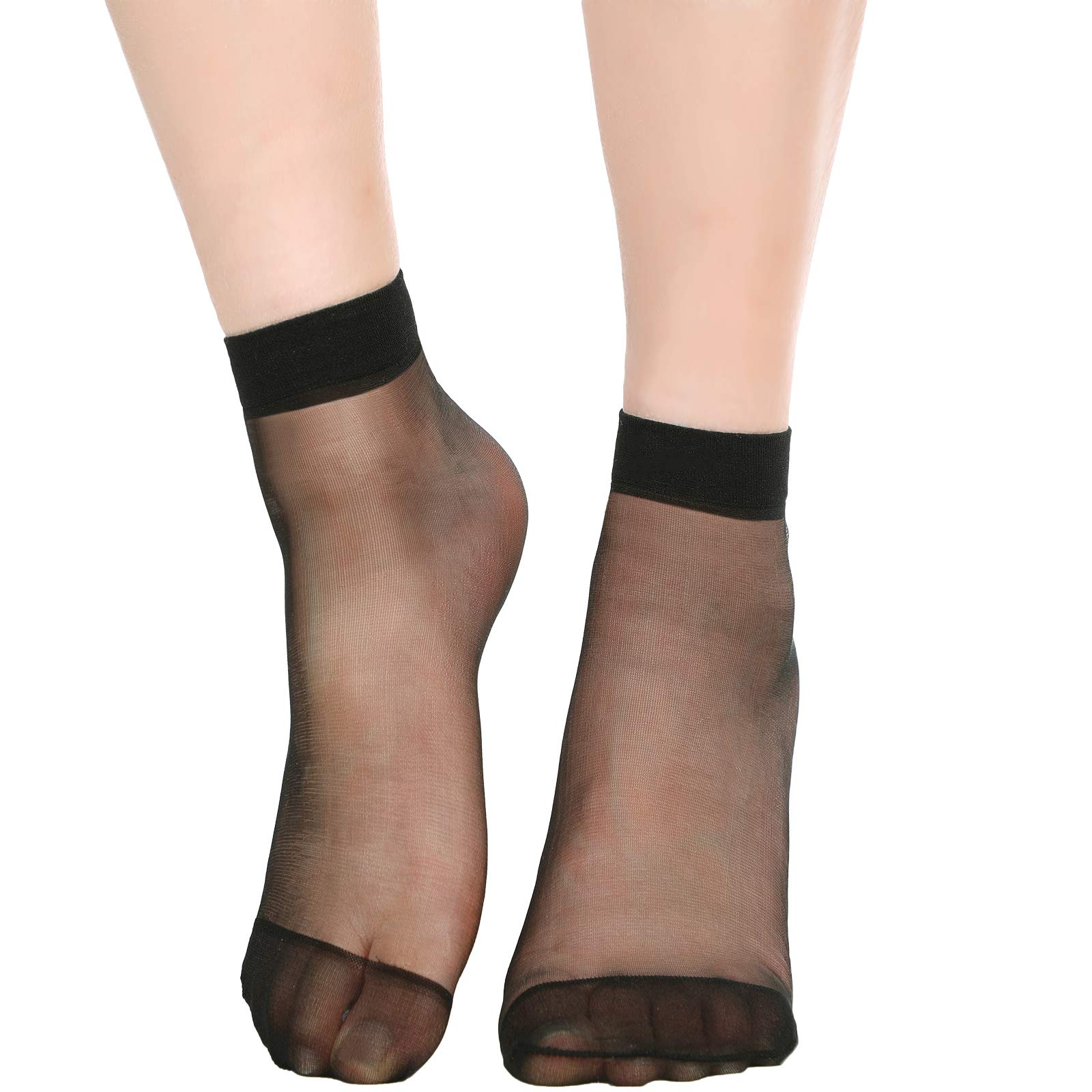 Geyoga 12 Pairs Women's Sheer Nylon Ankle Socks - Thin Transparent High Hosiery Dress Stockings for Casual, Office & Party Wear