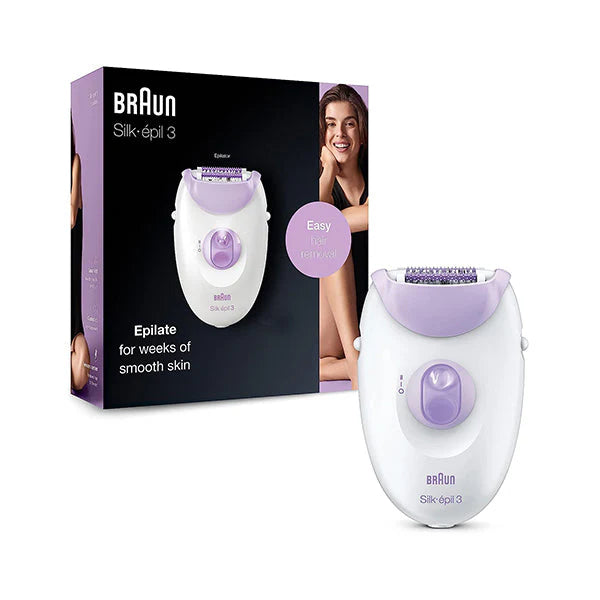 Braun Silk Epil 3 Women's Electric Epilator - Painless Hair Removal for Legs, Arms, Underarms & Bikini Line | Cordless Wet & Dry Use | Perfect for Travel, Home Spa & Quick Touch-Ups
