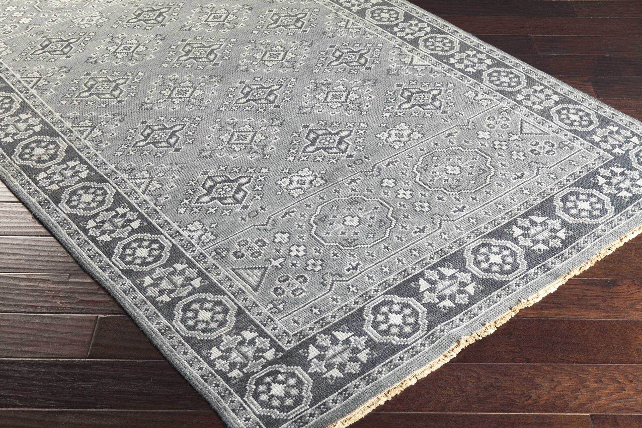 Hauteloom Sherwood Wool Area Rug - Traditional Teal & Ice Blue - 9'x13' - Soft & Durable for Living Room, Bedroom, Office - Perfect for Home Decor & Cozy Spaces