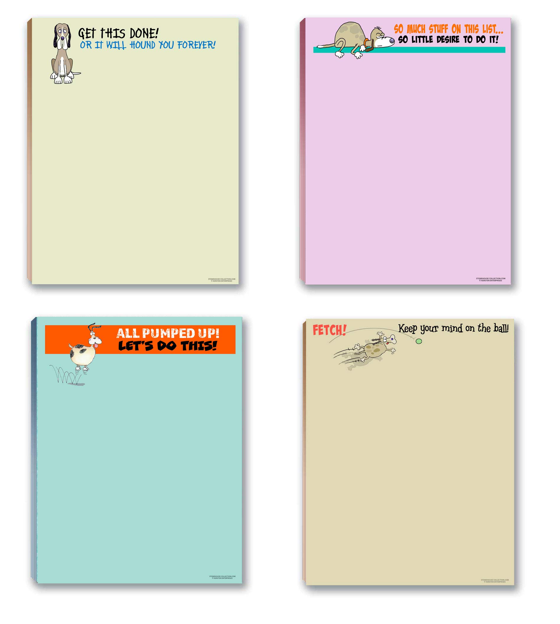 Funny Dog Notepads Set of 4 - Cute Assorted Doggie Memo Pads - Perfect Gift for Dog Lovers - Office, School & Home Use Notepads for Notes & Reminders