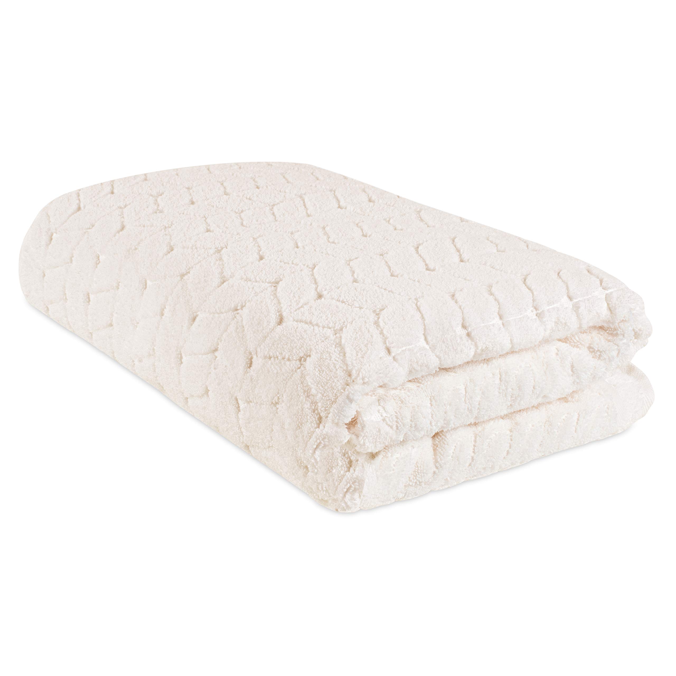 BAGNO MILANO Luxury Turkish Bath Towels Set - Ultra Soft Plush Jacquard Quick Dry Bath Sheet (Cream) | Spa, Beach & Home Bathroom Essentials
