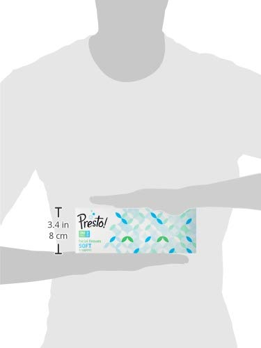 **Presto! 2-Ply Facial Tissues, 600 Count (3 x 200 Pulls) - Ultra Soft & Highly Absorbent, 100% Natural Virgin Cellulose Fiber - Perfect for Home, Office & Travel**