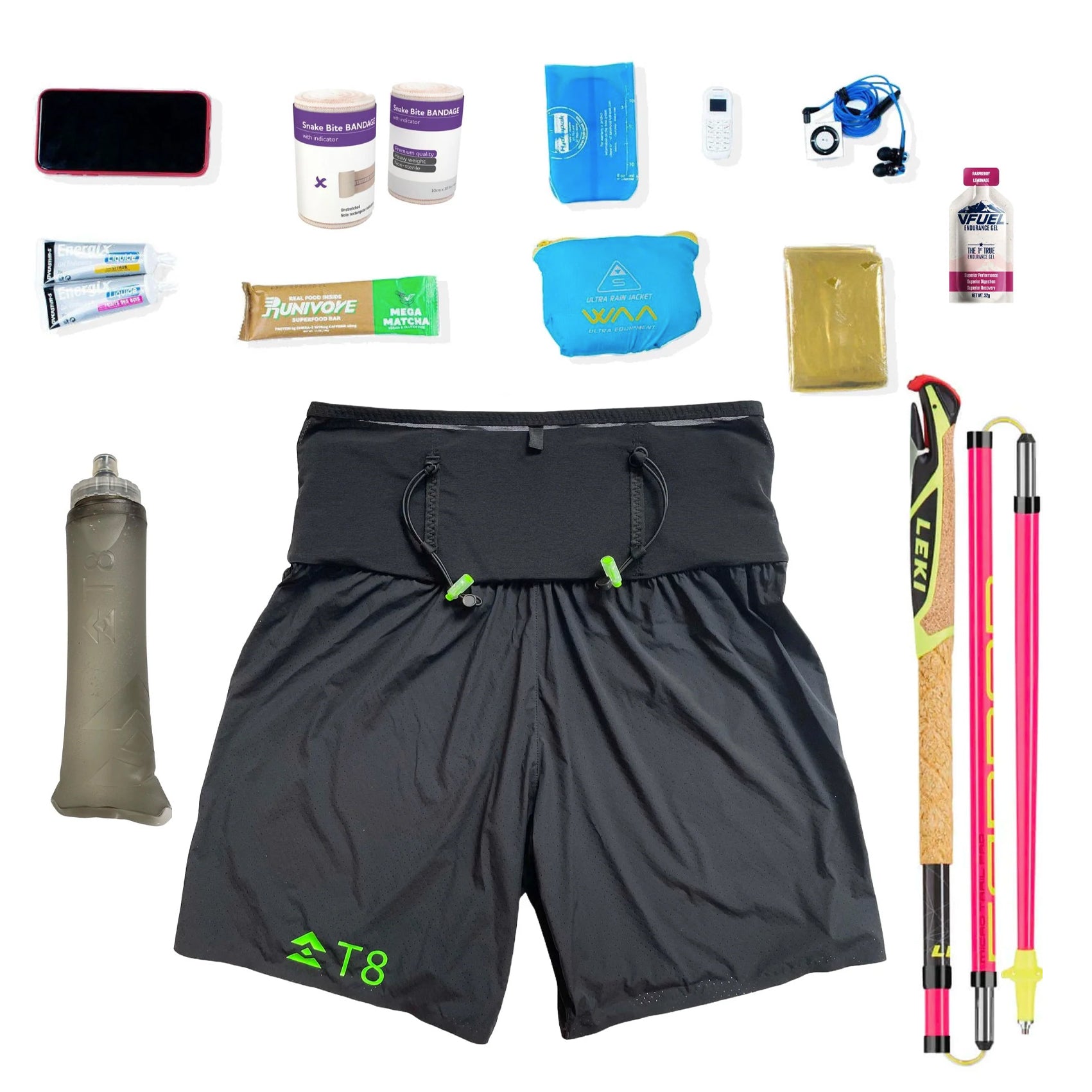 Unisex T8 Ultra Sherpa Trail Running Shorts - Lightweight Quick-Dry Hiking & Outdoor Adventure Shorts for Men and Women