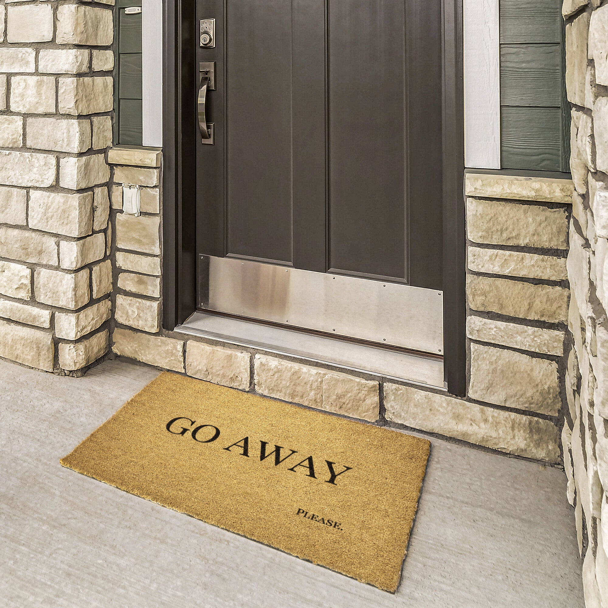 Funny Coir Doormat - 'Go Away Please' Welcome Mat for Front Door - Non-Slip Entryway Rug for Home & Office - Perfect Housewarming Gift for Humor Lovers