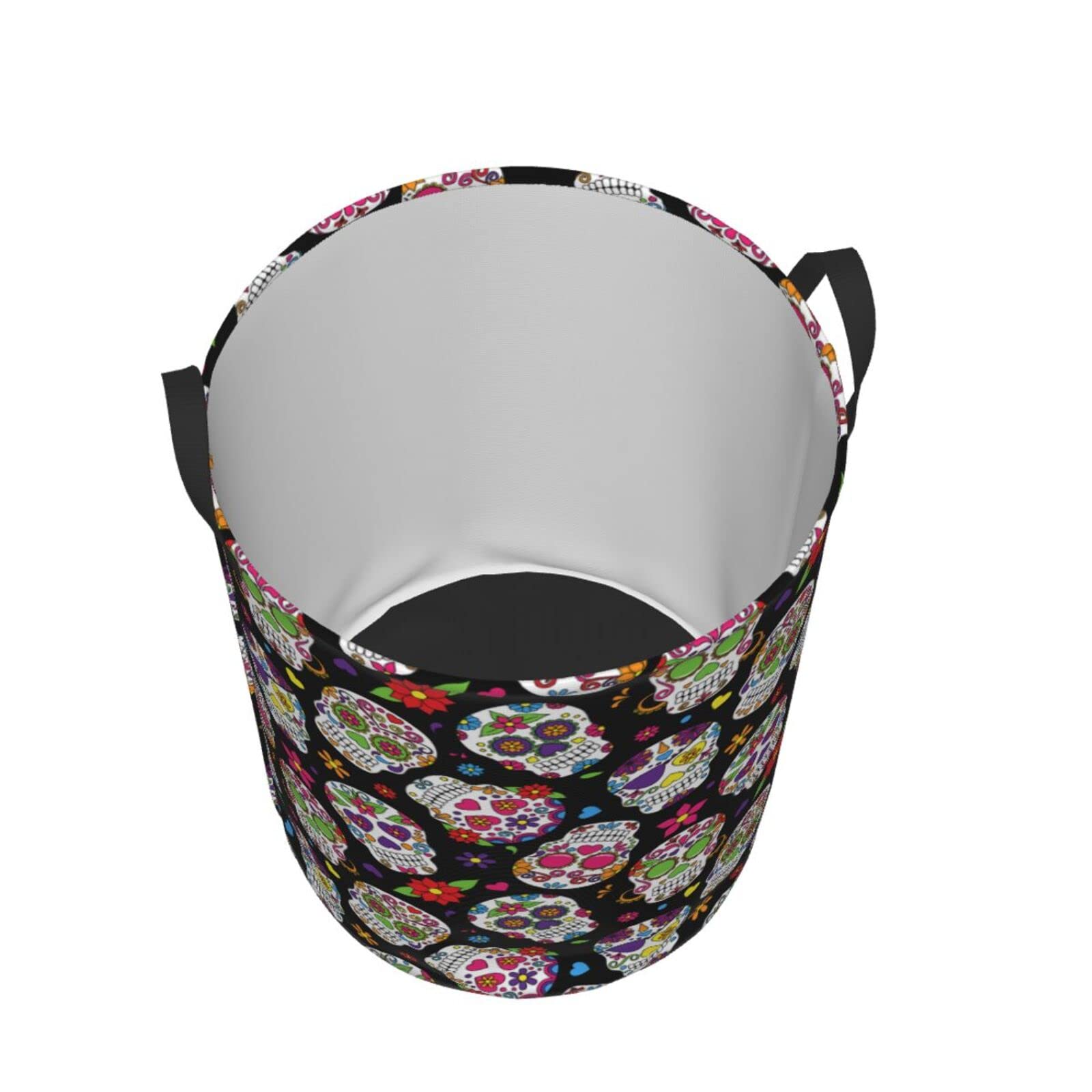 Day of the Dead Sugar Skulls Collapsible Laundry Basket - Waterproof Fabric Hamper with Handle for Clothes, Toys & Bathroom Storage - Perfect for Dorm, Bedroom & Laundry Room Organization