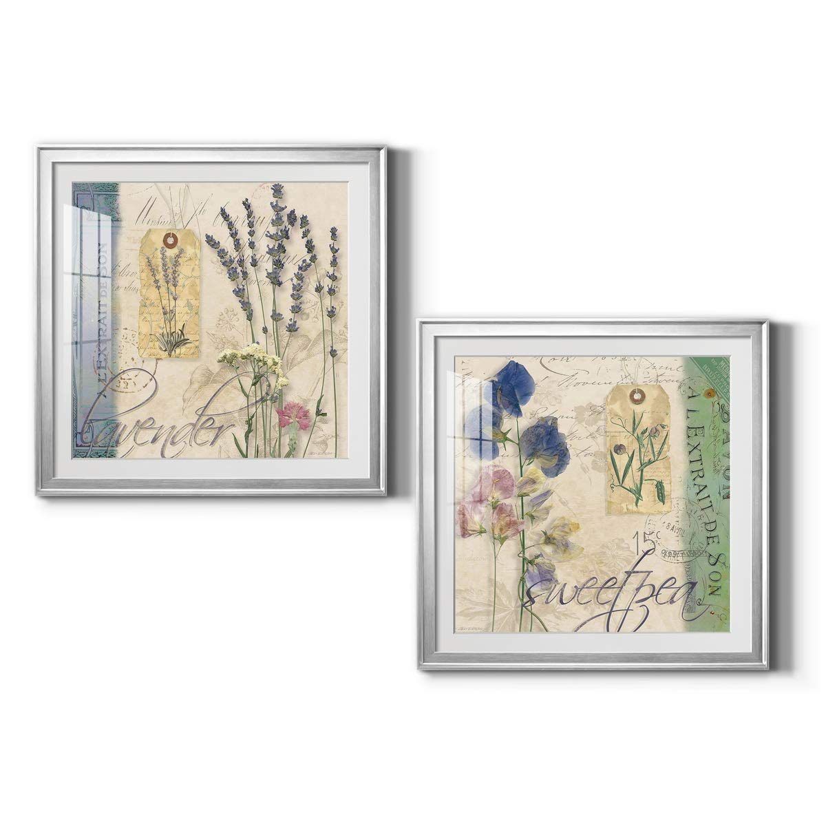 Abstract Wall Art Print - Lavender & Silver Framed 34x34 - Modern Animal, Flower, Coastal & Geometric Designs in Vibrant Colors - Includes Matte Board, Acrylic Glass & Hanging Hardware - Perfect for Living Room, Bedroom or Office Décor
