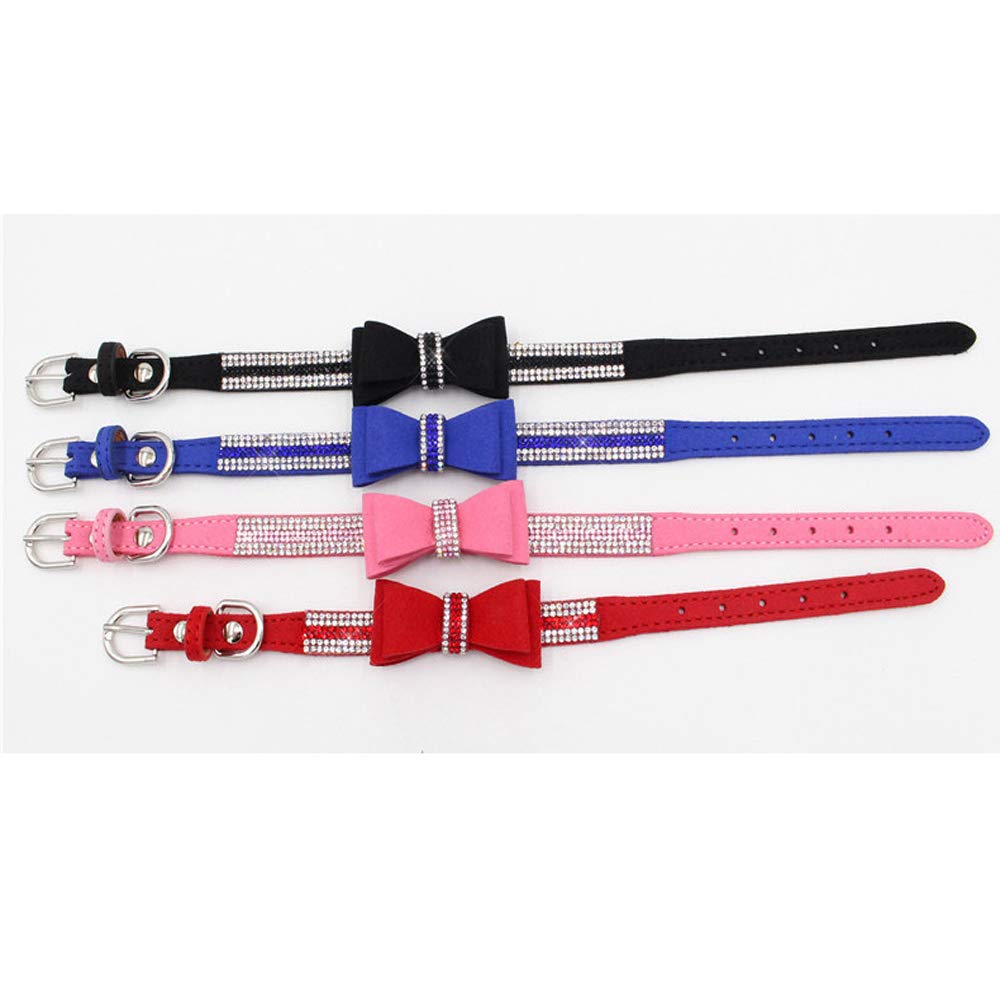 Sparkly Rhinestone Dog Collar with Bowtie - Adjustable Pet Collar for Small, Medium & Large Dogs, Cats & Puppies - Elegant Bling Crystal Jewelry for Female Pets - Perfect for Parties, Weddings & Special Occasions