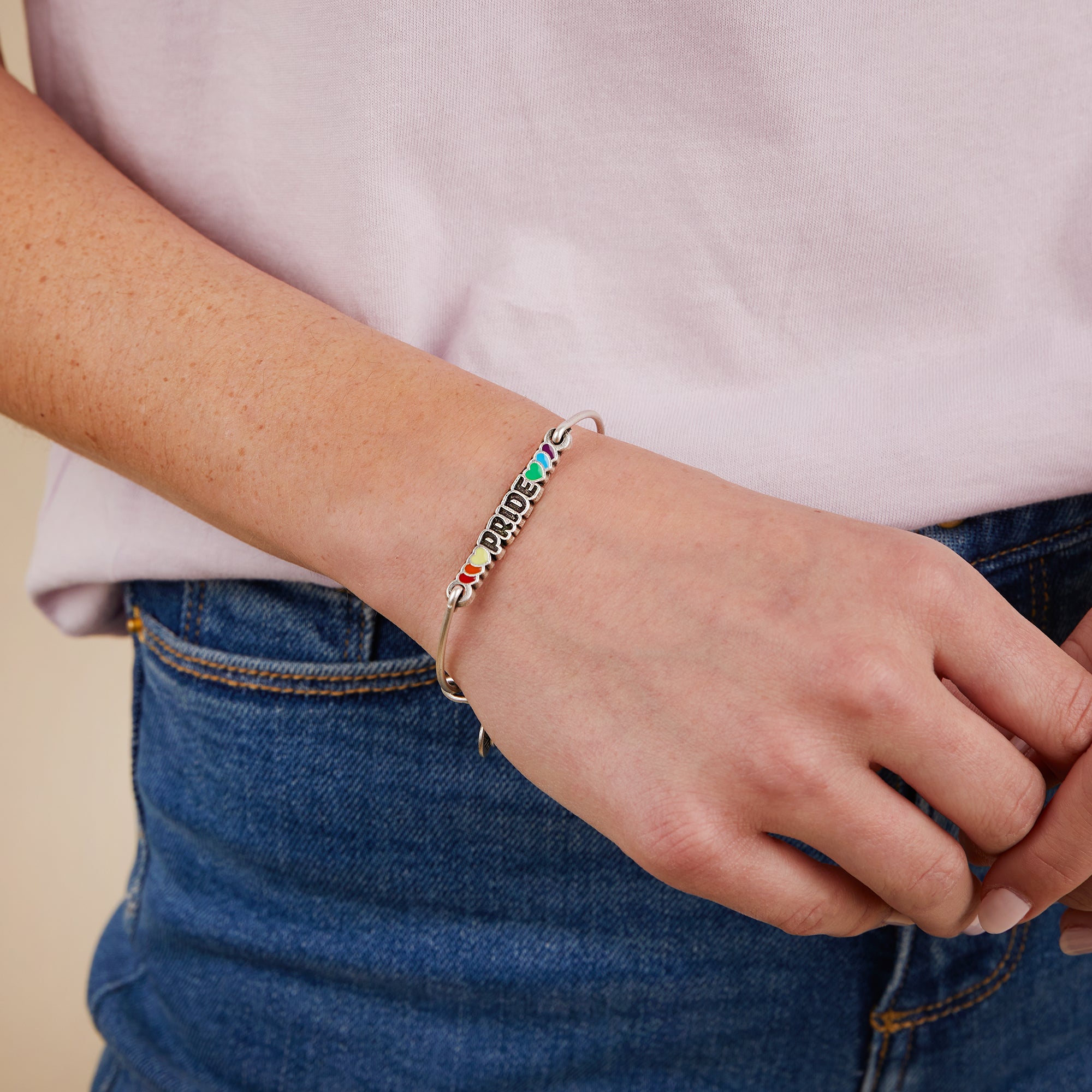 Pride Inline Charm Bangle - LGBTQ+ Rainbow Jewelry for Women & Men - Perfect for Pride Parades, Festivals & Everyday Wear