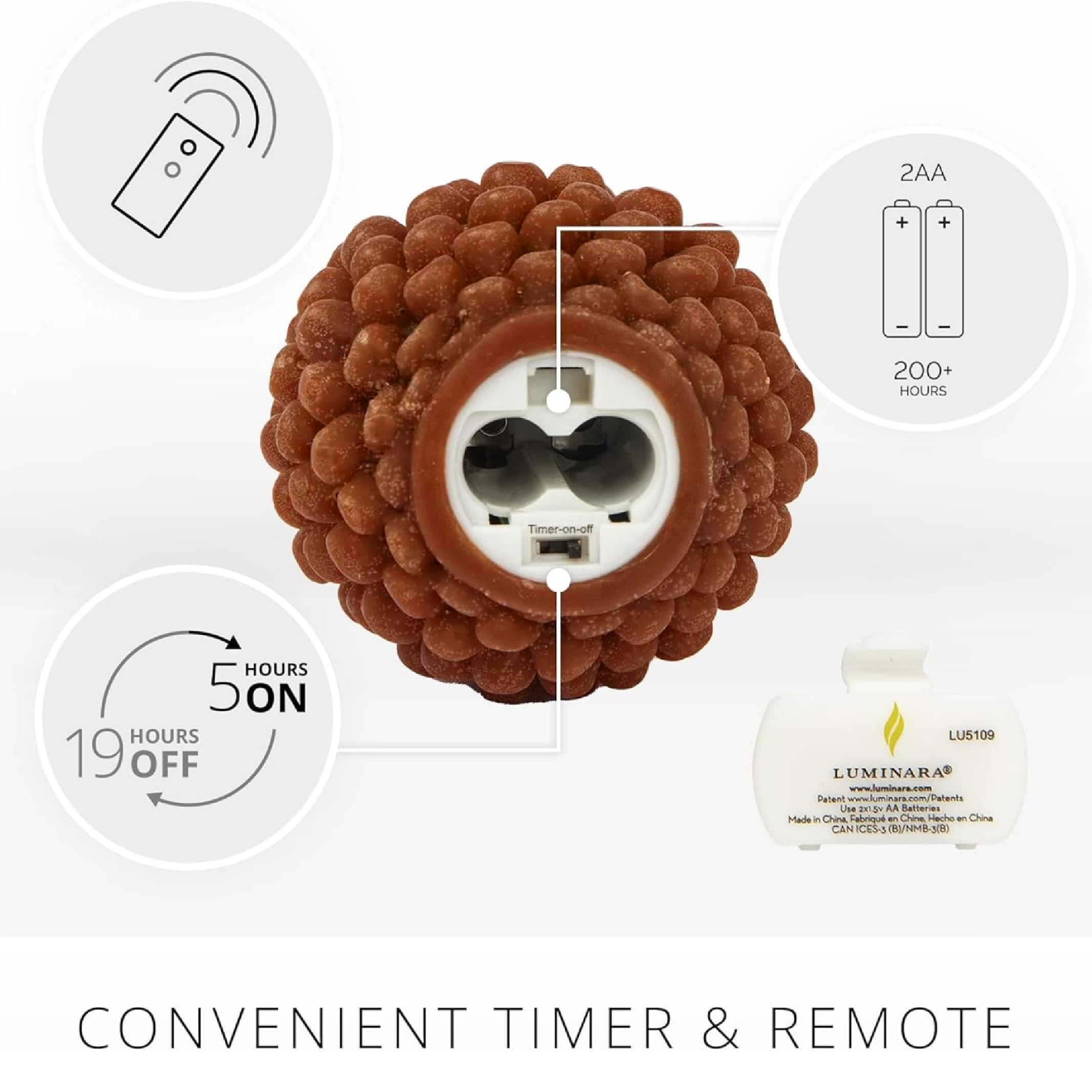 Eowppue Set of 4 Flameless LED Candles with Remote & Timer - Battery Operated Pine Cone Shaped Decorative Lights for Home, Party, Halloween, Christmas Decorations - Perfect for Living Room, Bedroom, Wedding & Holiday Displays