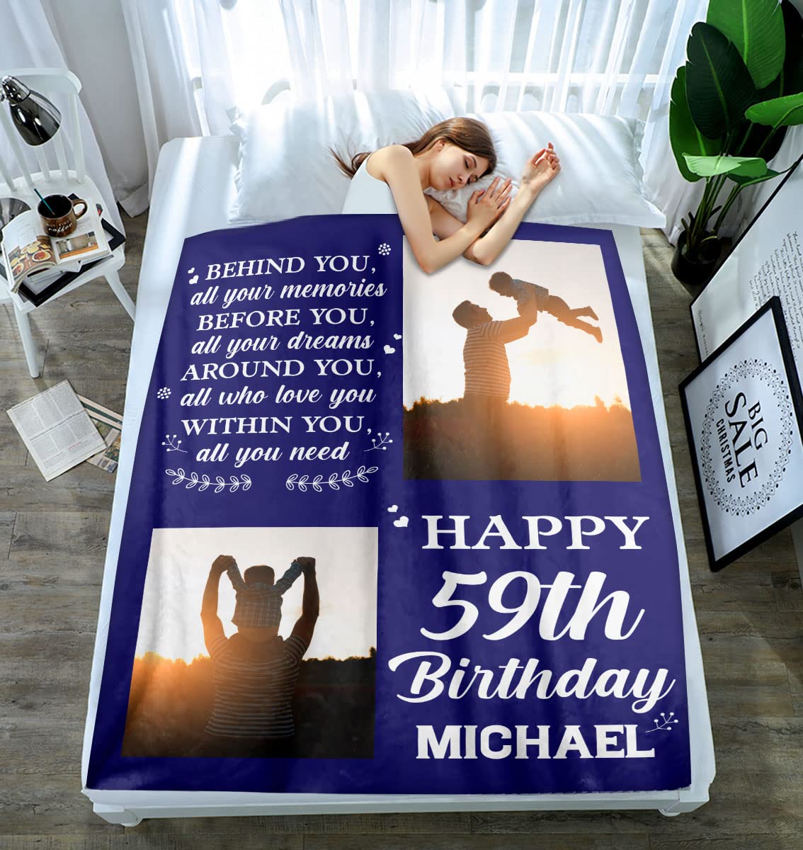 Personalized 59th Birthday Blanket for Men, Dad, Grandpa - Custom Photo Fleece Sherpa Throw Blanket Born in 1964 | Funny 59 Years Old Gift Idea for Birthday Decorations | Perfect for Cozy Nights, Family Gatherings & Special Occasions