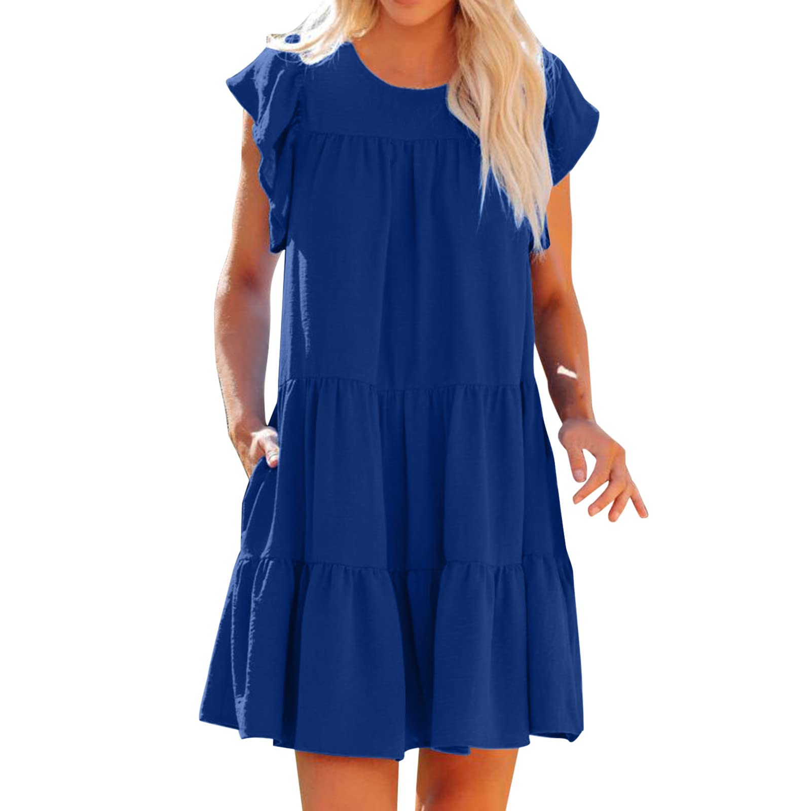 Plus Size Summer Dress for Women - Boho Beach Sleeveless Solid Color Ruffle Maxi Dress for Party, Vacation & Casual Wear | Flowy Comfortable Dress for Outdoor Events & Special Occasions