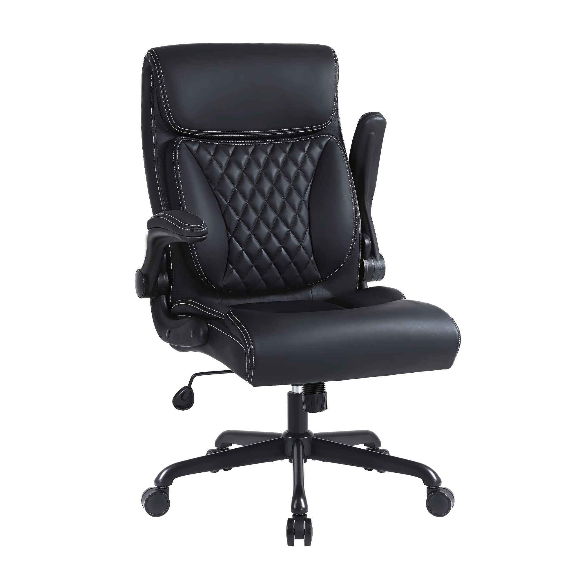 Premium Ergonomic Executive Office Chair - PU Leather Computer Desk Chair with Lumbar Support, Adjustable Height & Flip-Up Armrests - Home Office Chair for Comfort & Productivity - Perfect for Long Work Hours & Video Conferencing